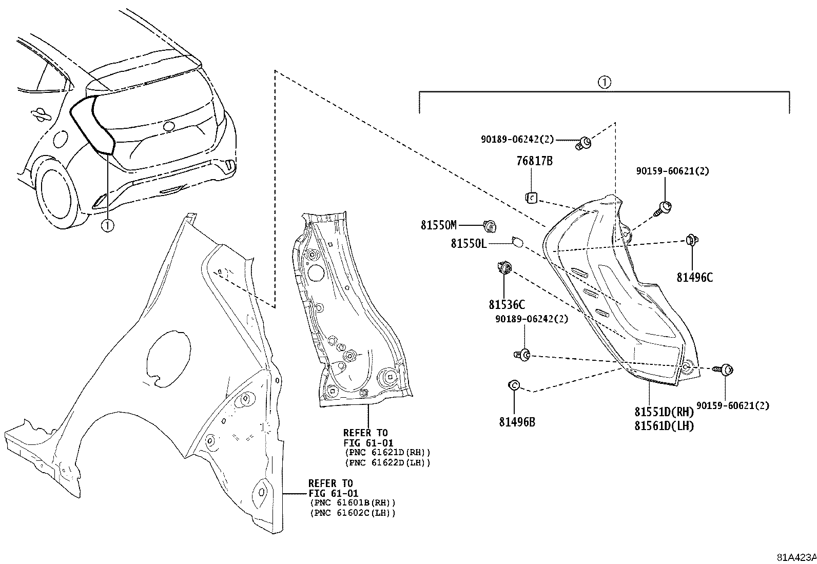 81561-52F30 LENS & BODY, REAR COMBINATION LAMP, LH product image