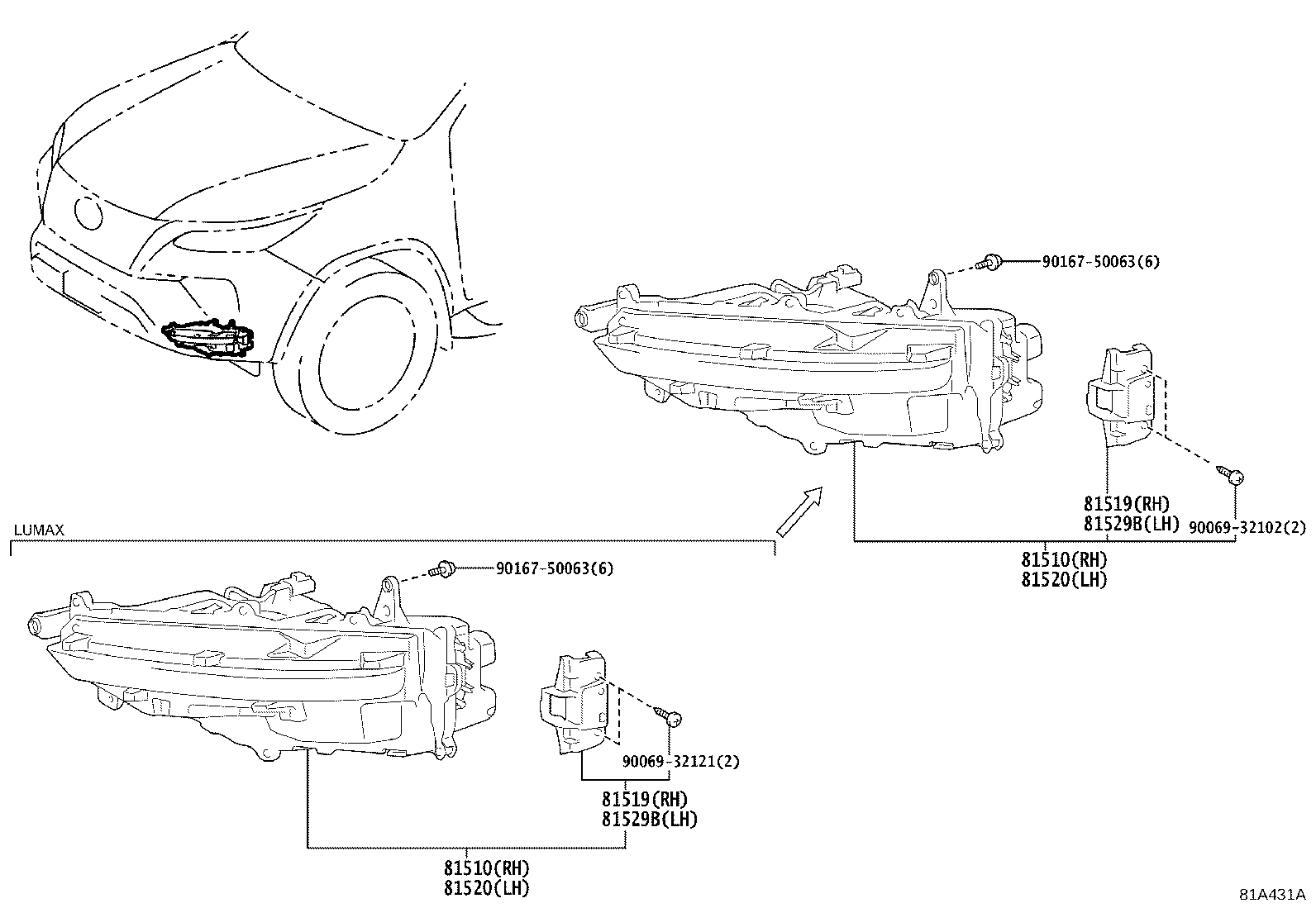 81529-0K140 BRACKET, FRONT TURN SIGNAL LAMP, LH product image