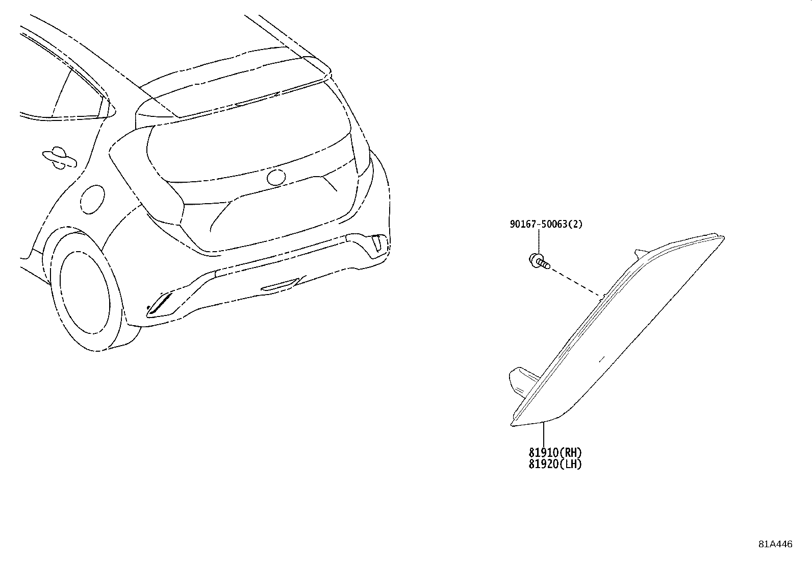 81920-30051 REFLECTOR ASSY, REFLEX, LH product image