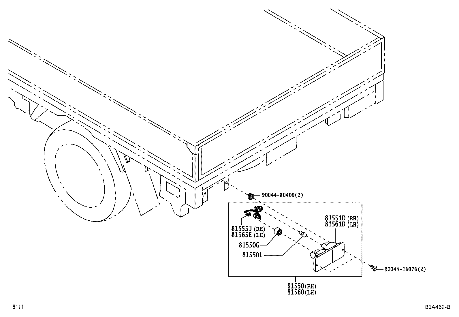 81552-BZ050 PACKING, REAR COMBINATION LAMP, RH product image