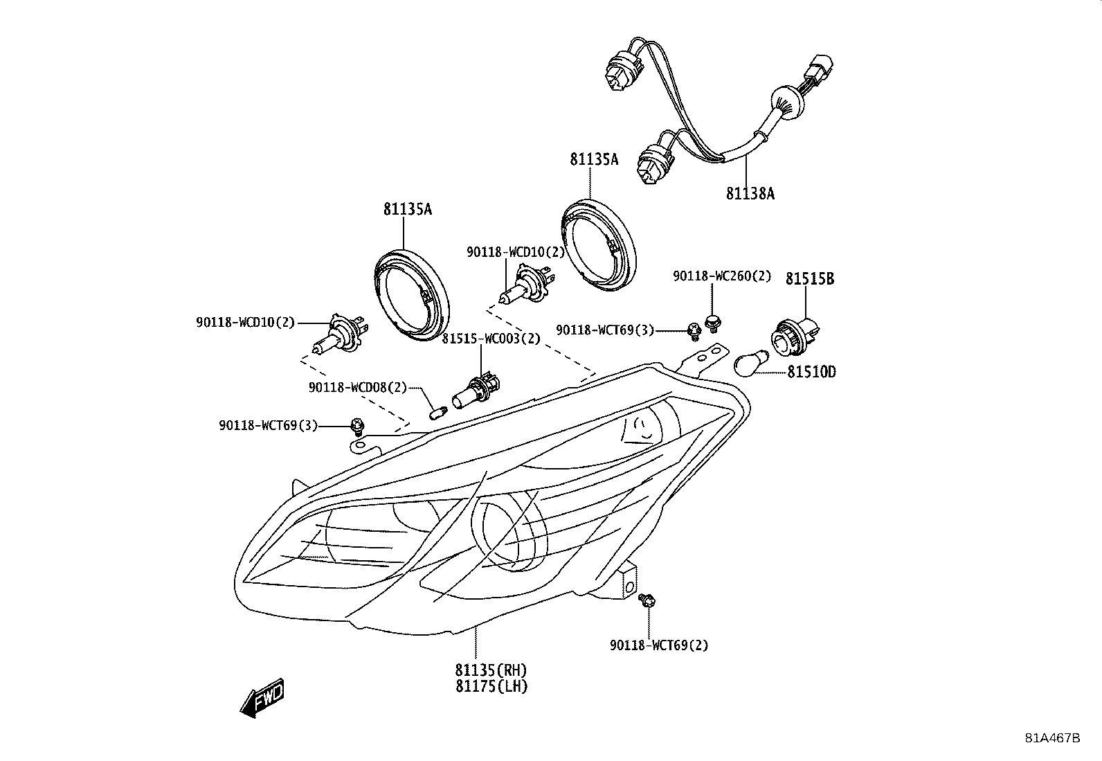 81130-WC010 UNIT ASSY, HEADLAMP, RH product image