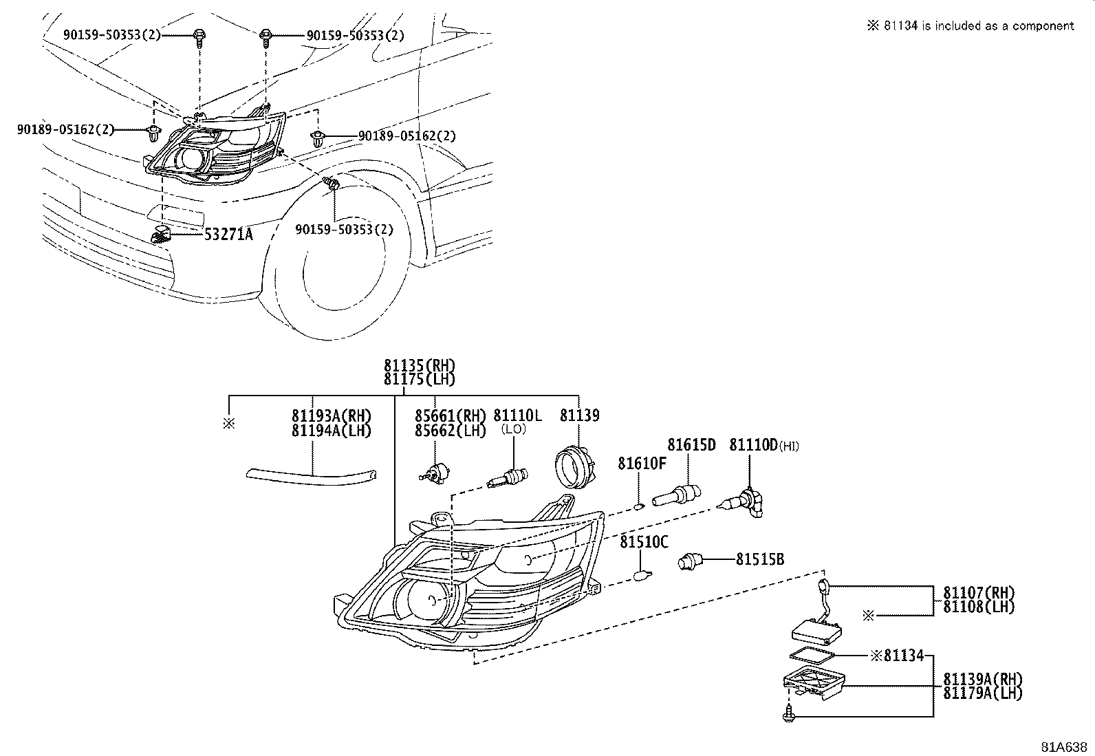 81145-58071 UNIT ASSY, HEADLAMP, RH product image