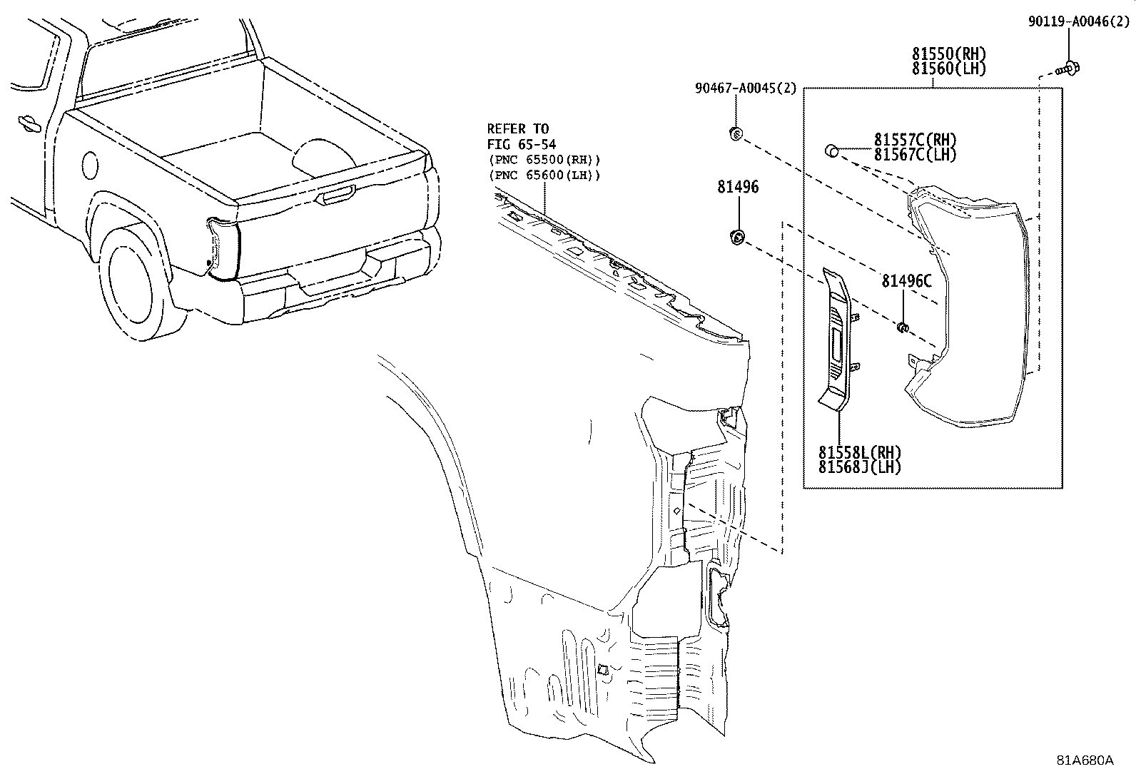 Toyota 81496-0C020 GUIDE, REAR COMBINATION LAMP