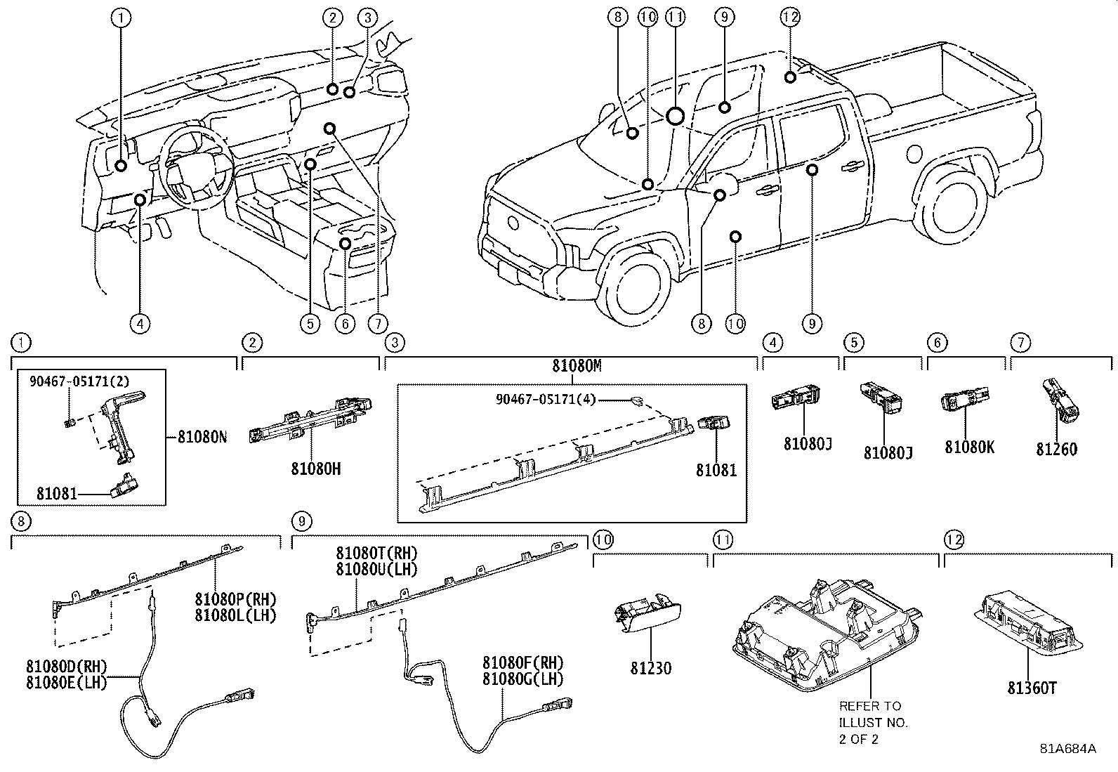 Toyota 81080-0C010 LAMP ASSY, INTERIOR ILLUMINATION, NO.1