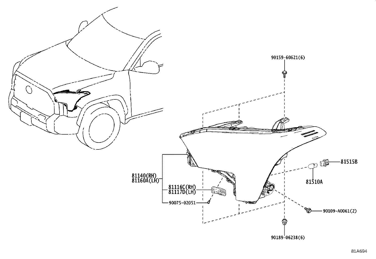 81135-0C240 COVER, HEADLAMP BACK, NO.1 product image