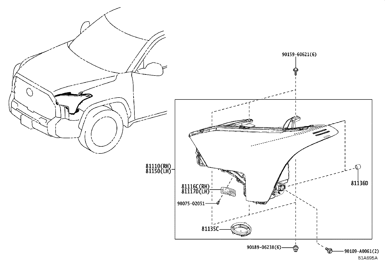 Toyota 81150-0C260 HEADLAMP ASSY, LH