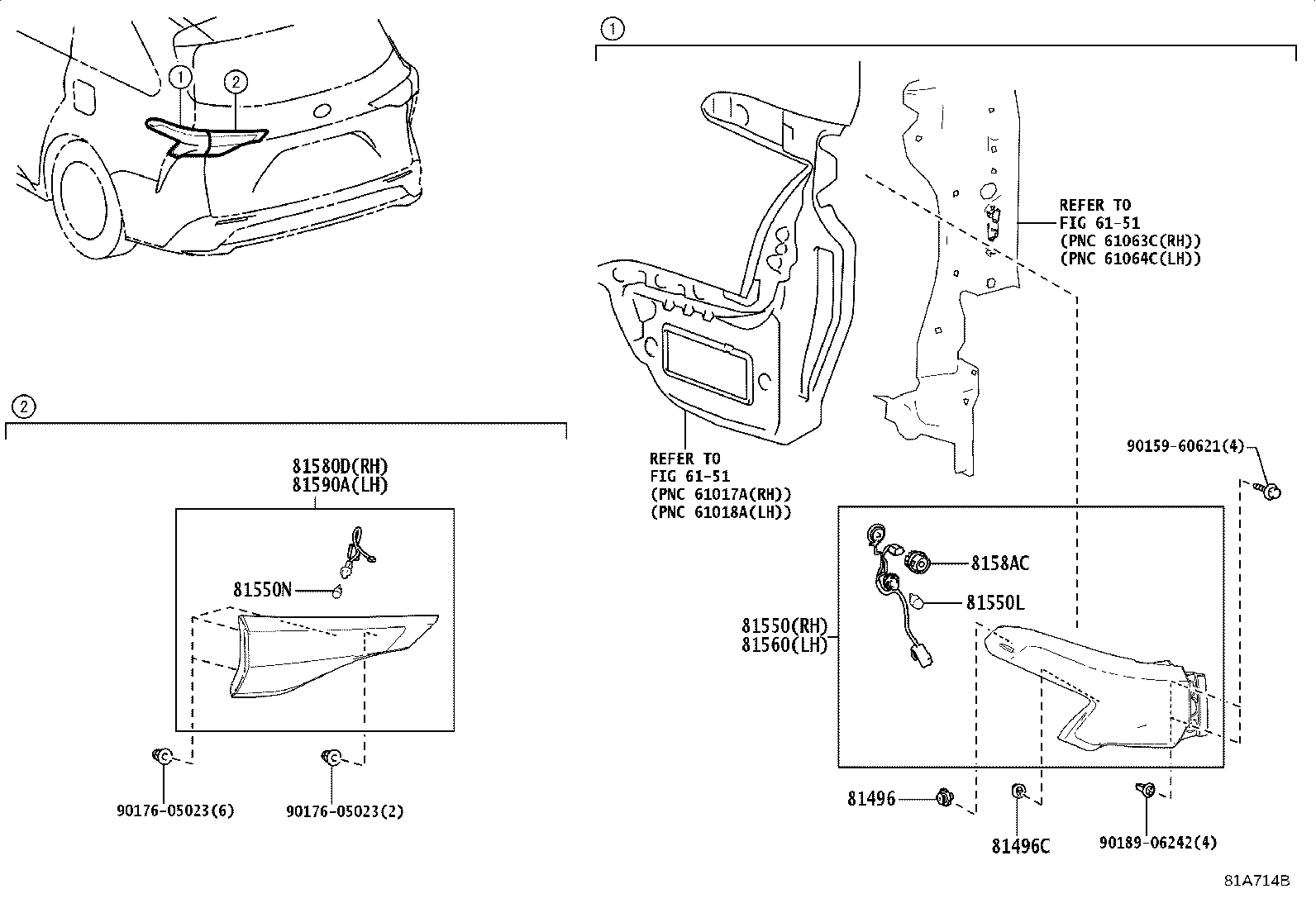 81550-08110 LAMP ASSY, REAR COMBINATION, RH product image