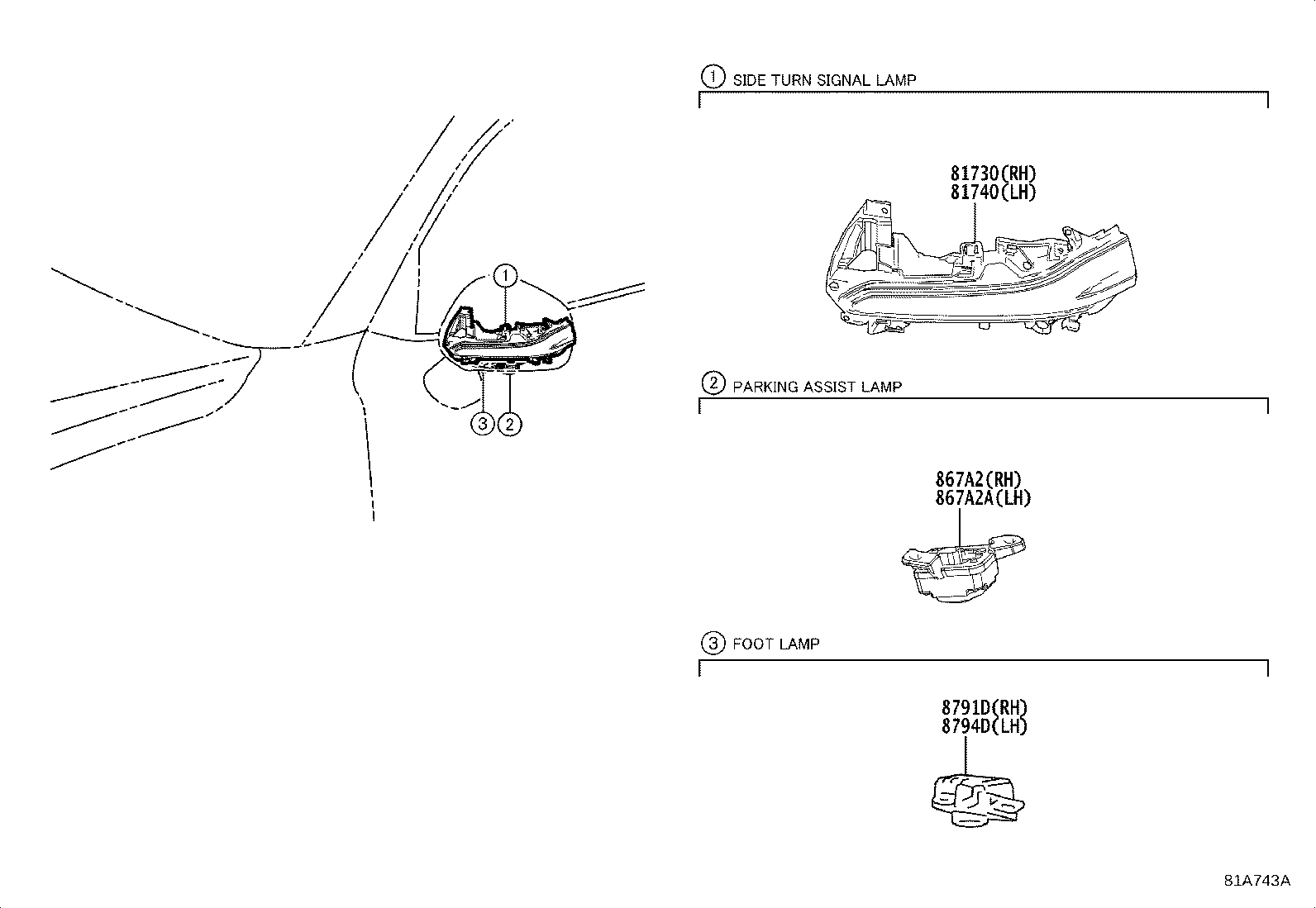 Toyota 81740-60151 LAMP ASSY, SIDE TURN SIGNAL, LH