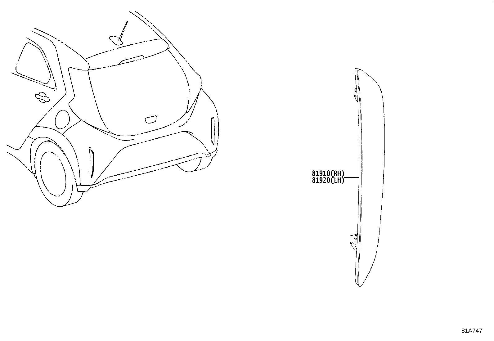 81910-0H030 REFLECTOR ASSY, REFLEX, RH product image