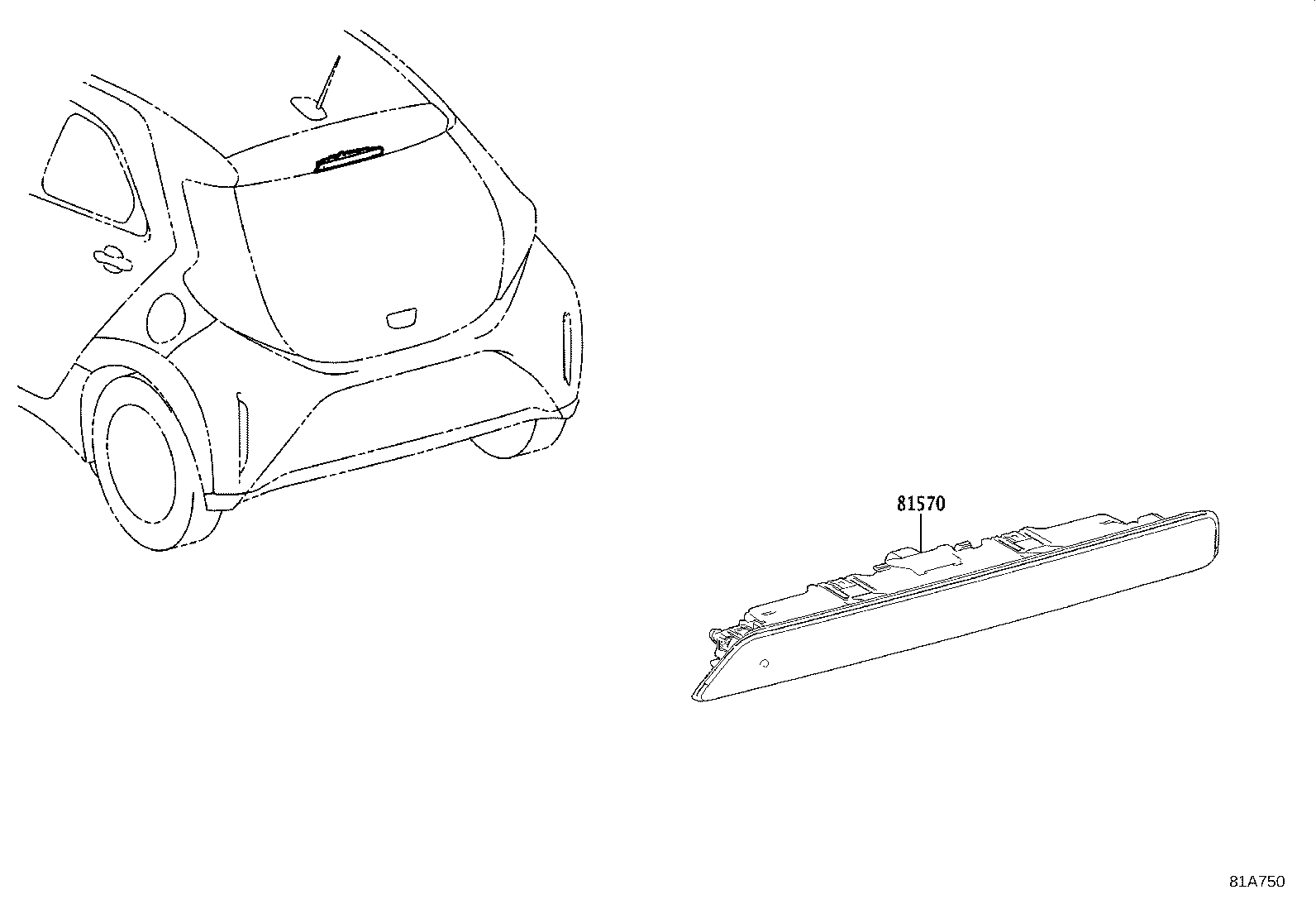 81570-0H030 LAMP ASSY, CENTER STOP product image