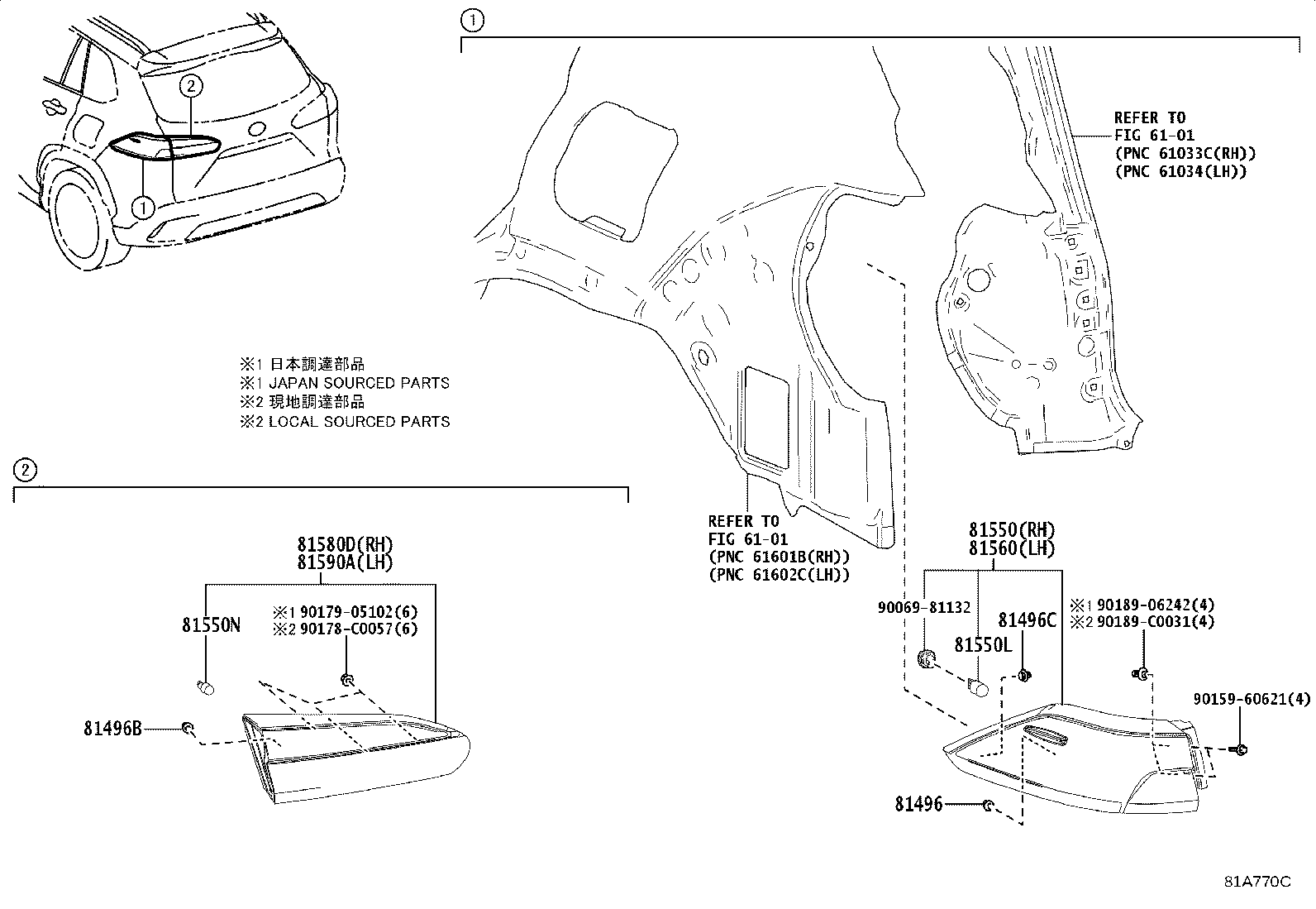 81580-0A110 LAMP ASSY, REAR, RH product image