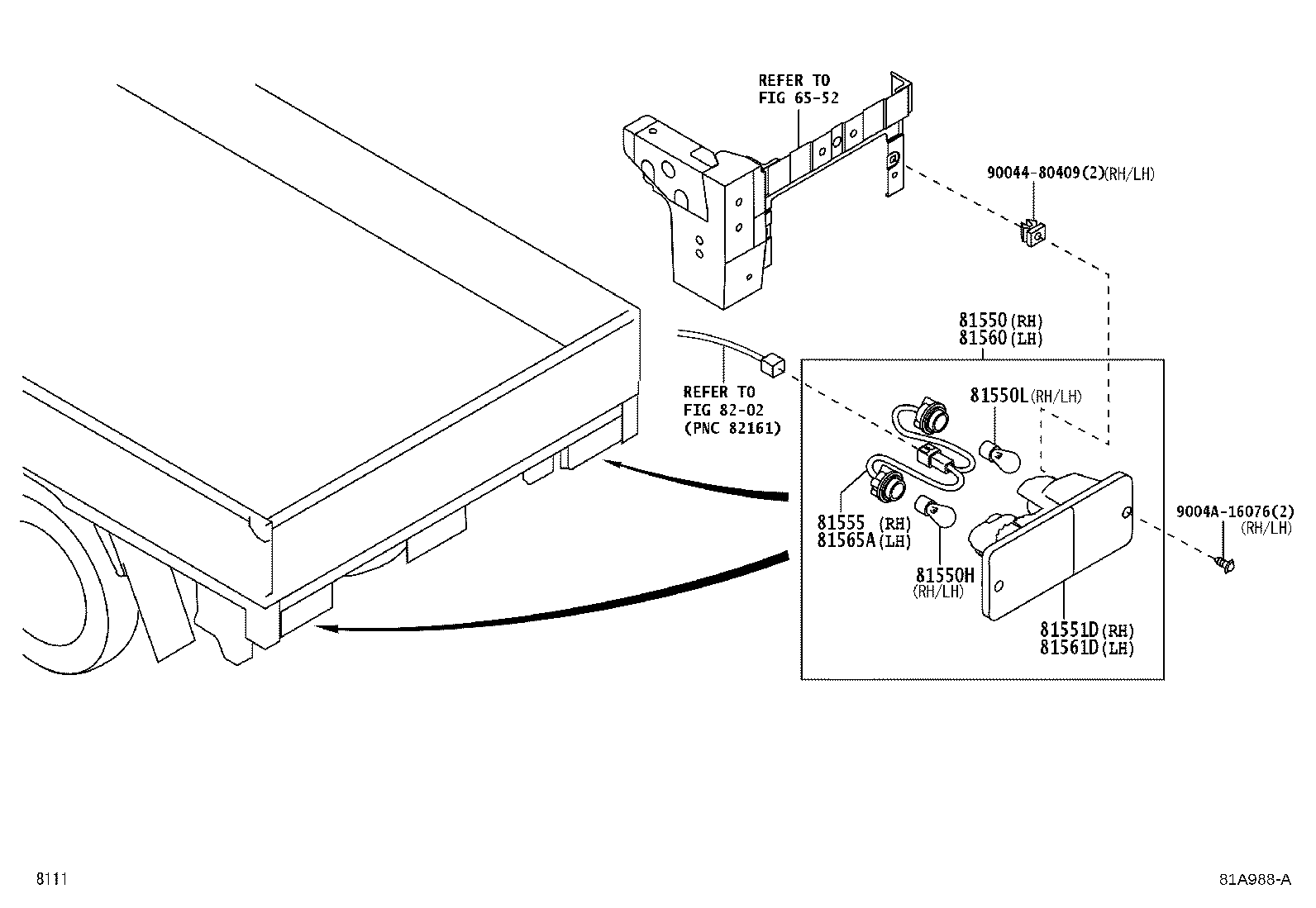 81555-BZ030 SOCKET & WIRE SUB-ASSY, REAR COMBINATION LAMP, RH product image