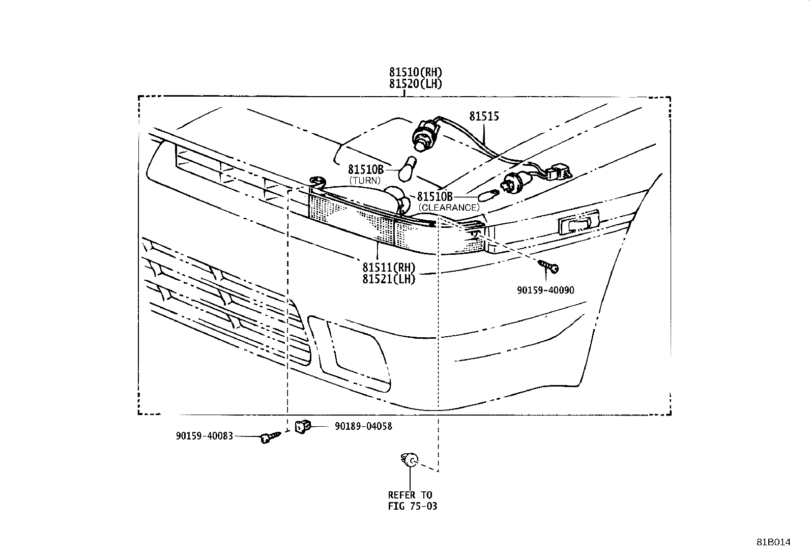 81520-14360 LAMP ASSY, FRONT TURN SIGNAL, LH product image