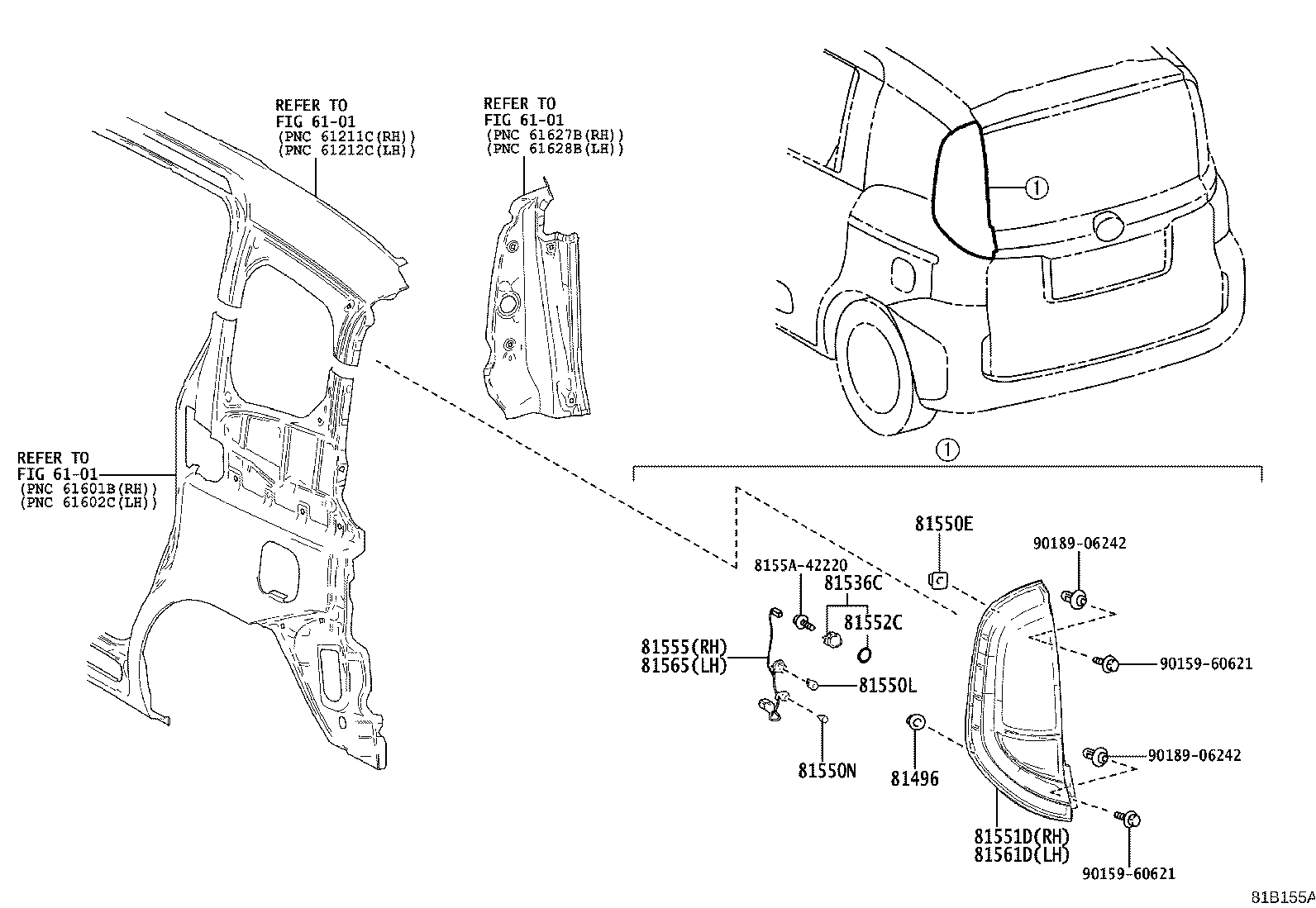 81561-52F60 LENS & BODY, REAR COMBINATION LAMP, LH product image