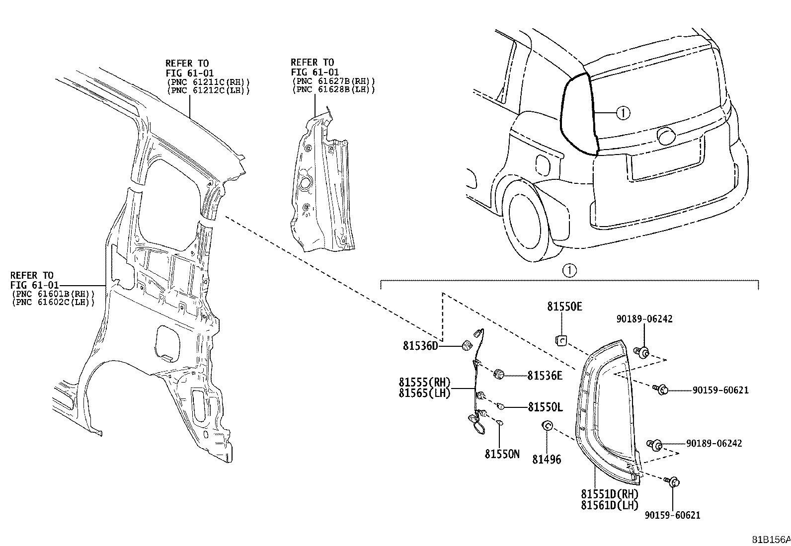 81561-52F60 LENS & BODY, REAR COMBINATION LAMP, LH product image