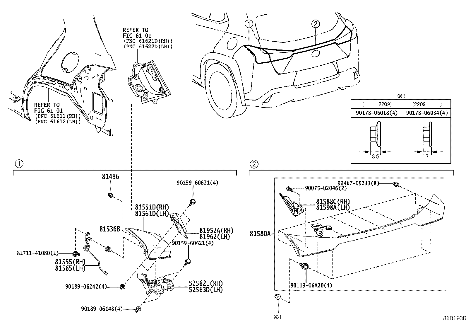 Toyota 81551-76390 LENS & BODY, REAR COMBINATION LAMP, RH