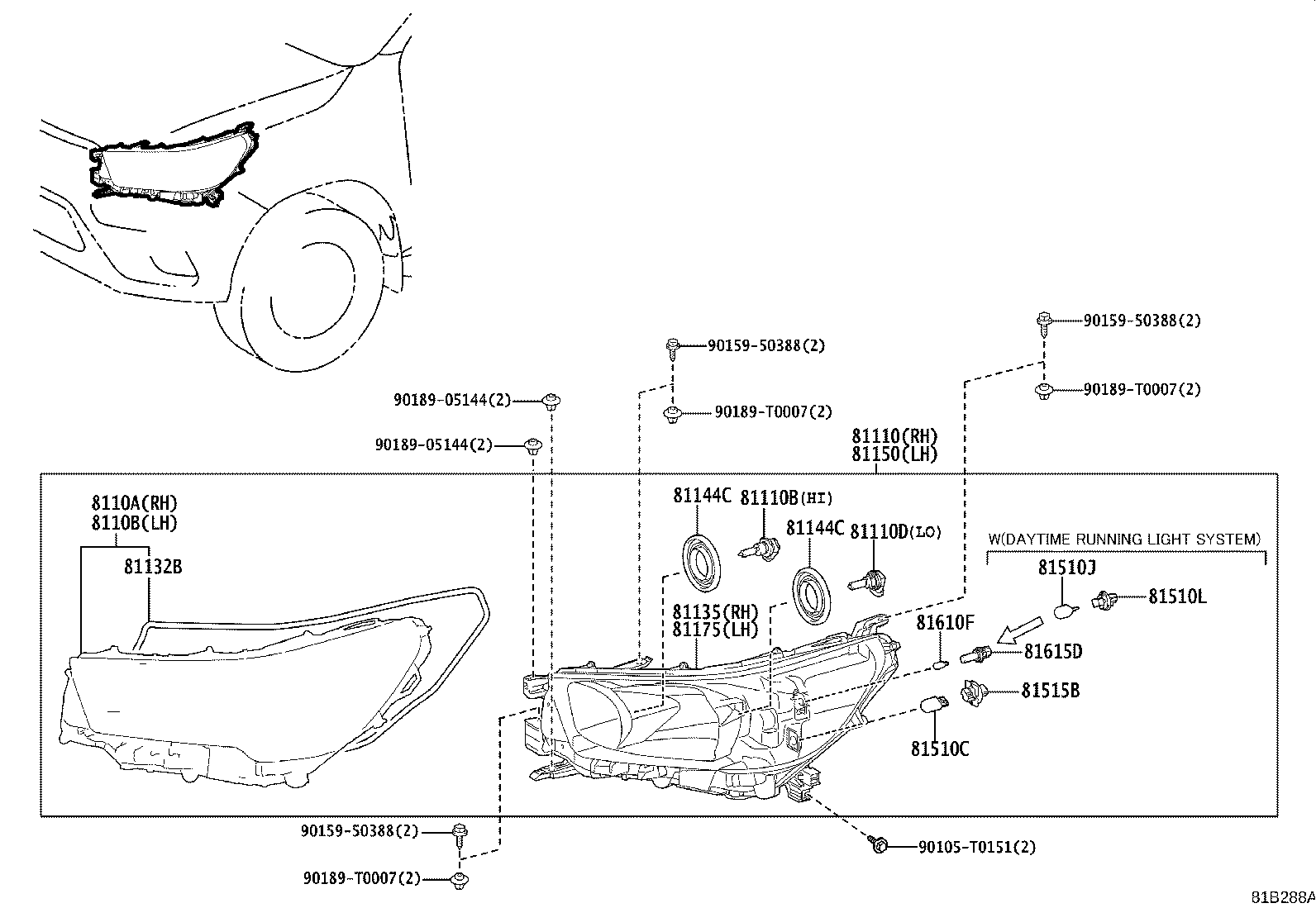 Toyota 81150-0KT90 HEADLAMP ASSY, LH