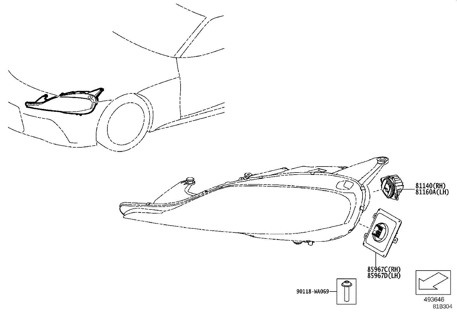 81185-WAA09 HEADLAMP ASSY, LH product image