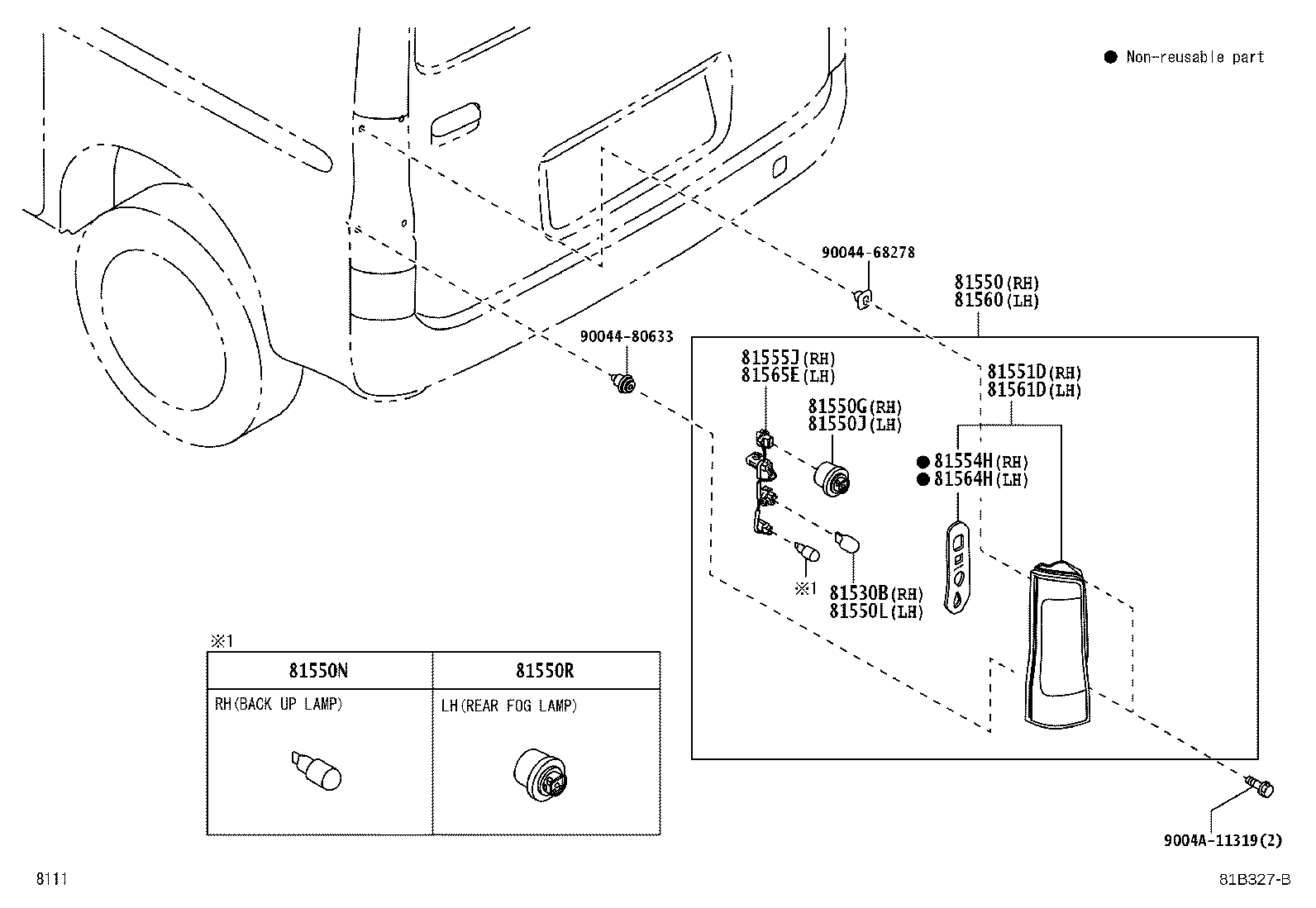 81552-BZ050 PACKING, REAR COMBINATION LAMP, RH product image