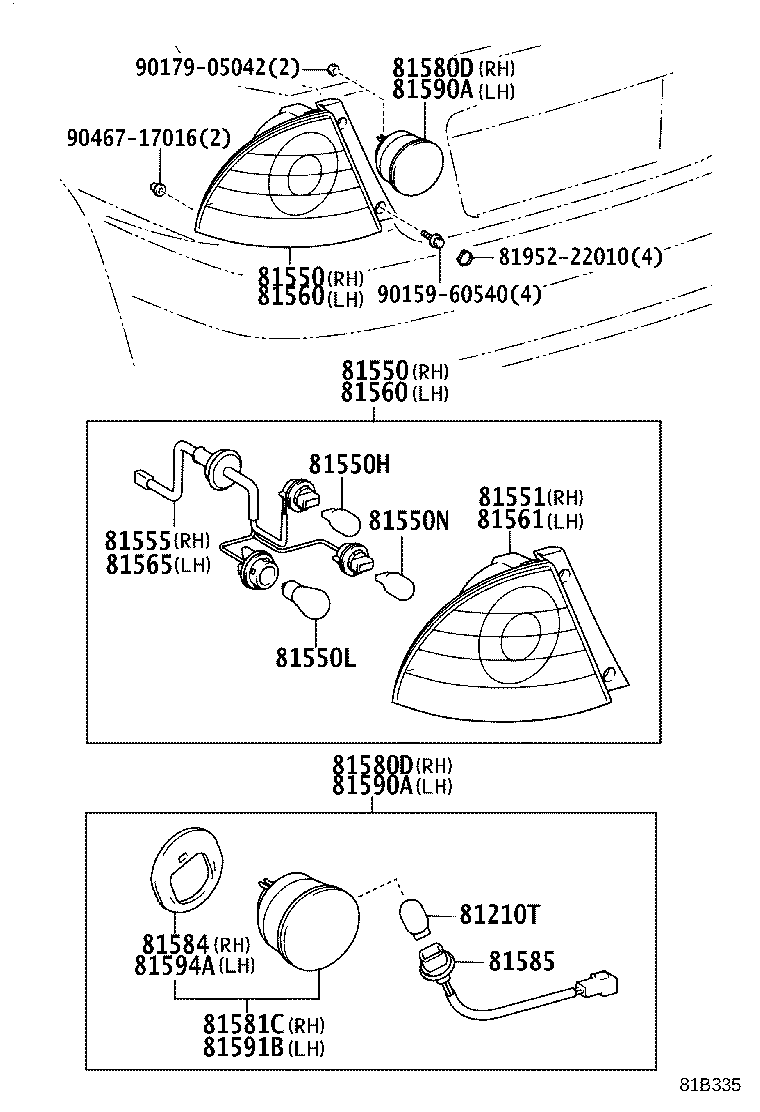 81550-53010 LAMP ASSY, REAR COMBINATION, RH product image