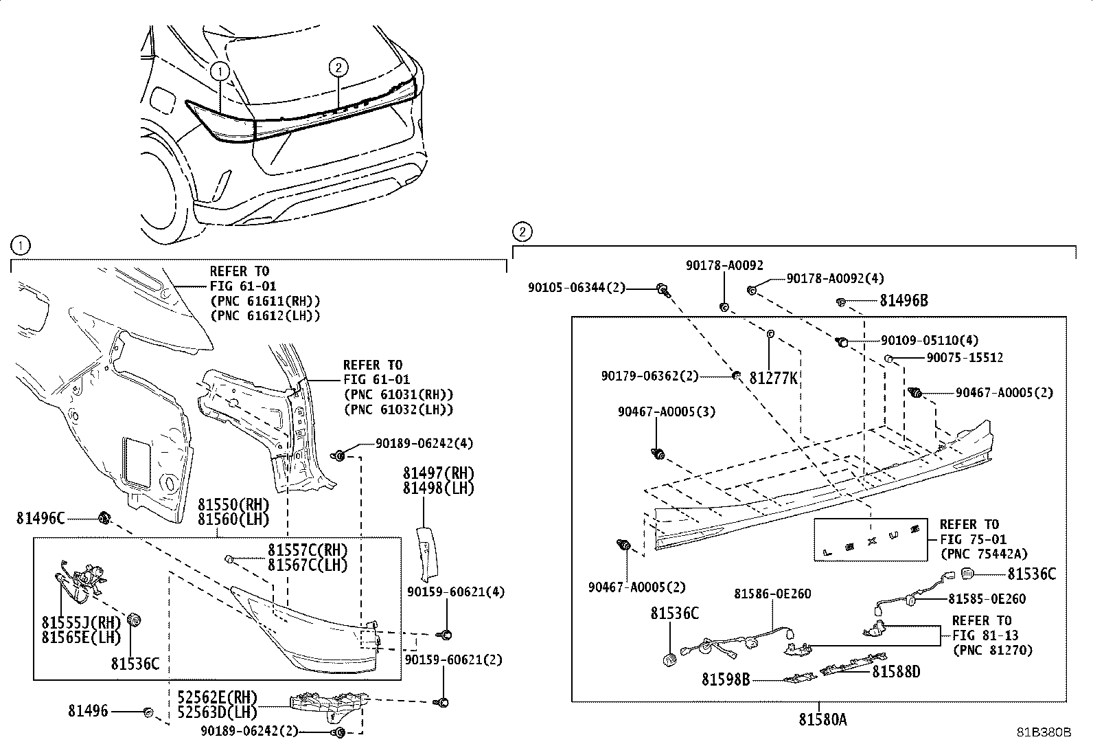 Toyota 81550-0E320 LAMP ASSY, REAR COMBINATION, RH