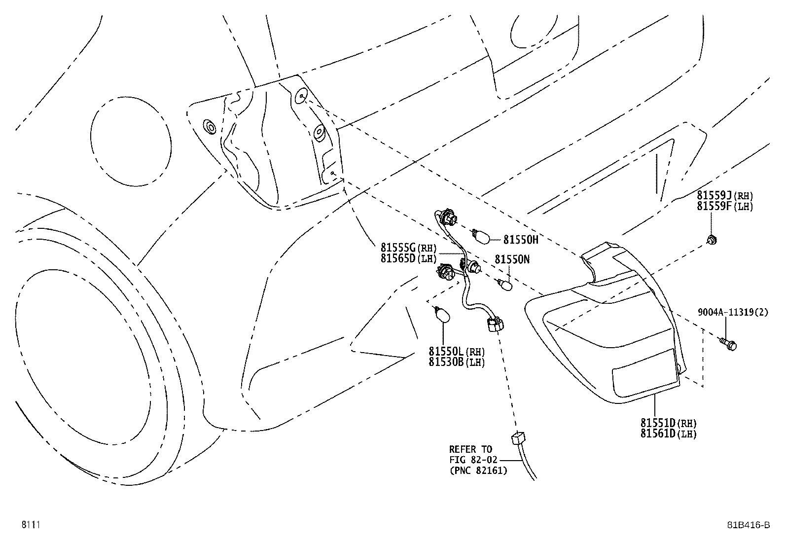 81551-BZ620 LENS & BODY, REAR COMBINATION LAMP, RH product image
