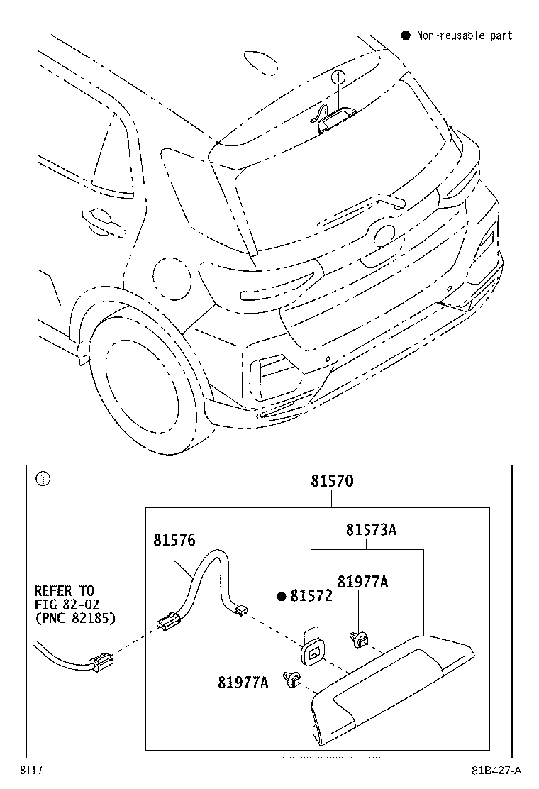 Toyota 53145-B1020 CLIP (FOR CENTER STOP LAMP)