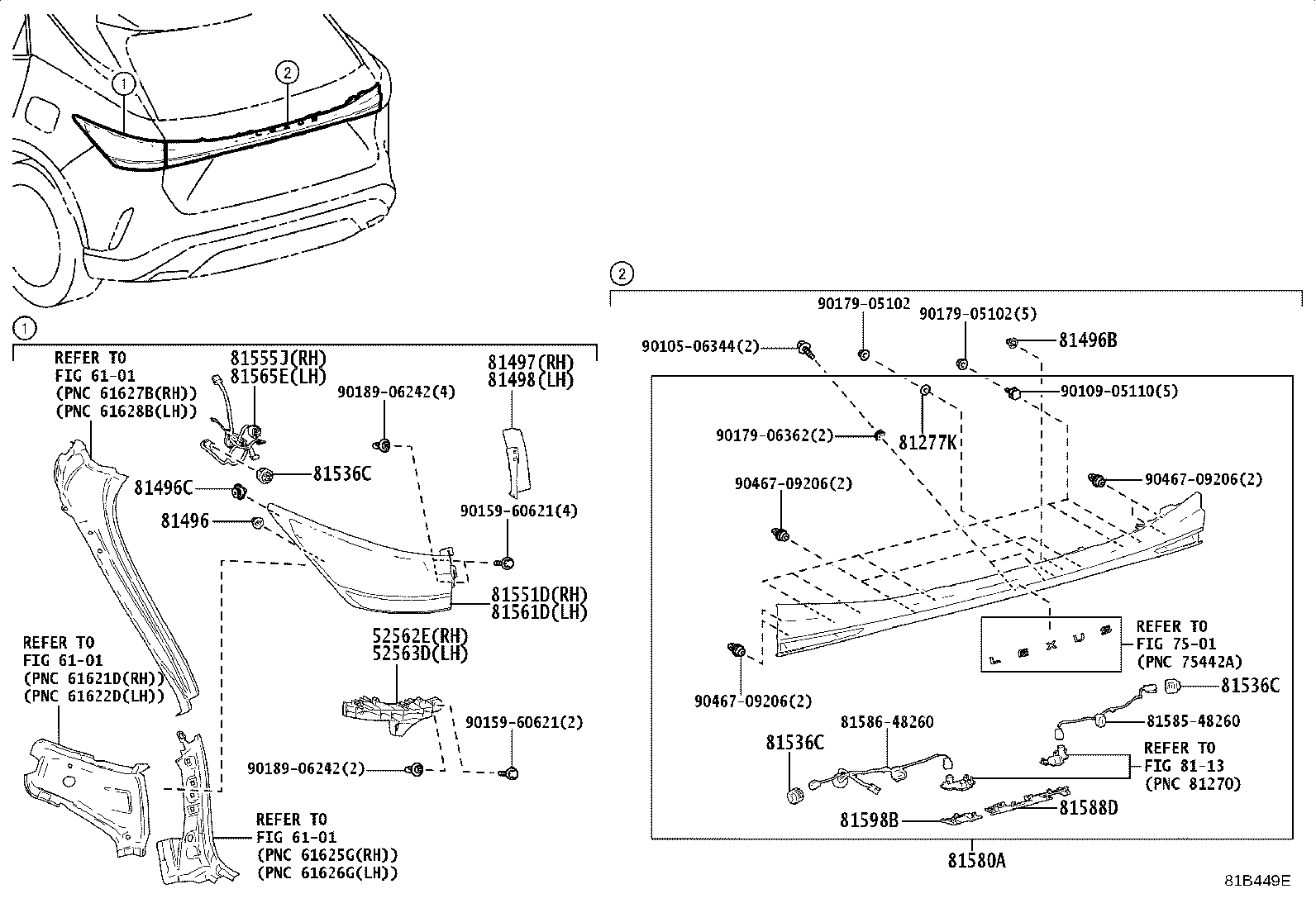 Toyota 81498-48020 COVER, REAR COMBINATION LAMP, LH