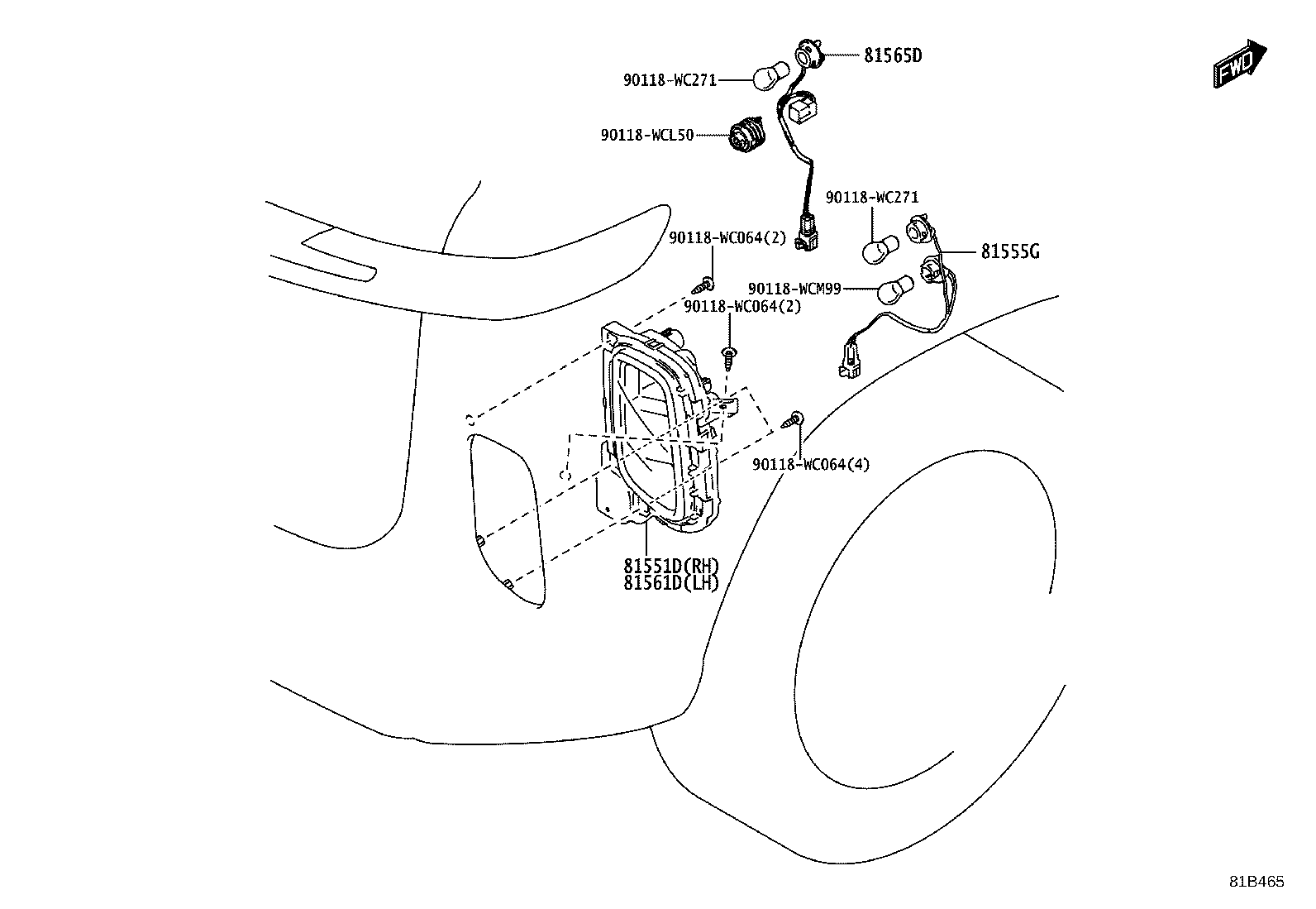 81560-WC003 LENS & BODY, REAR COMBINATION LAMP, LH product image