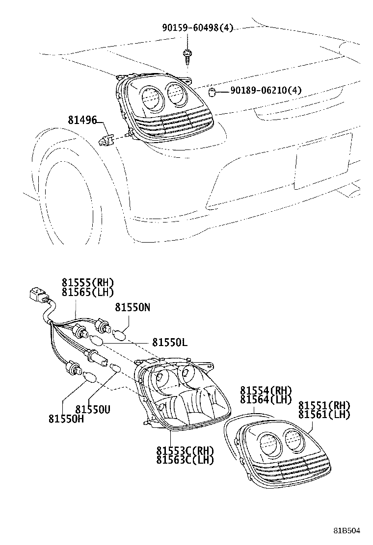 81563-17190 BODY, REAR COMBINATION LAMP, LH product image