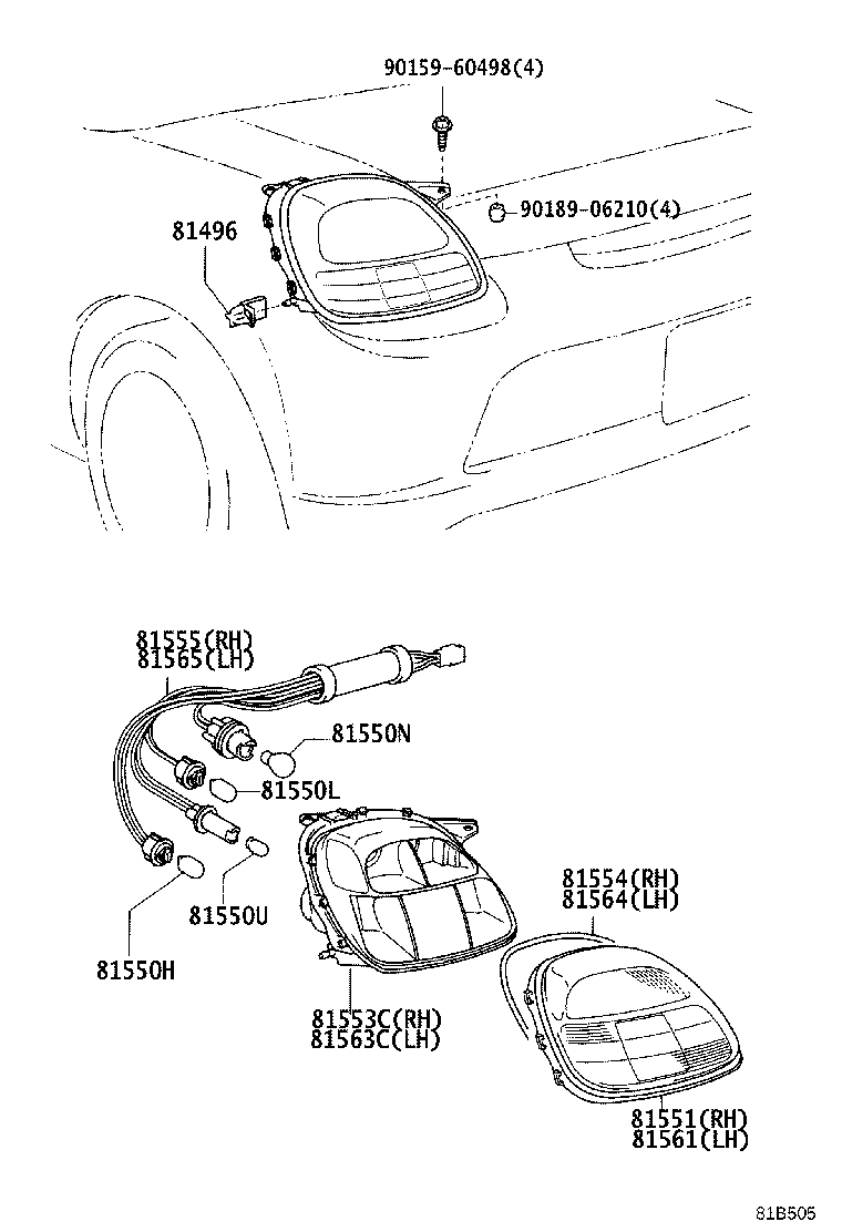 81563-17190 BODY, REAR COMBINATION LAMP, LH product image