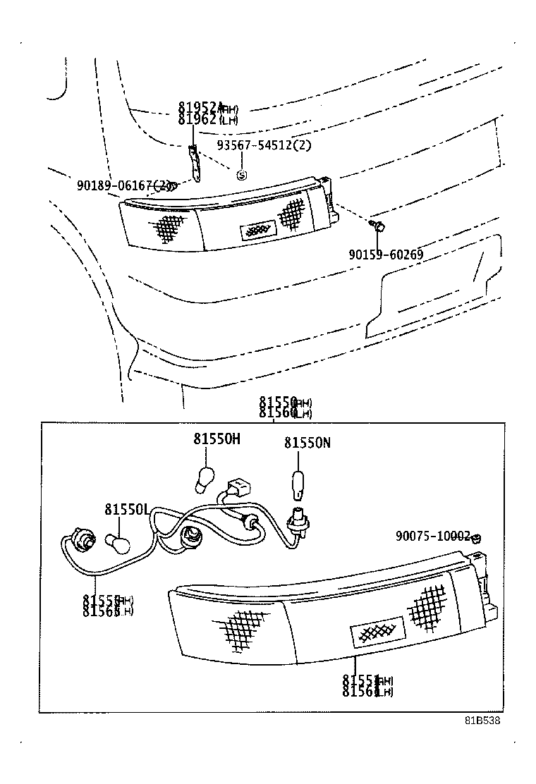 61663-16010 COVER, REAR LAMP, RH product image