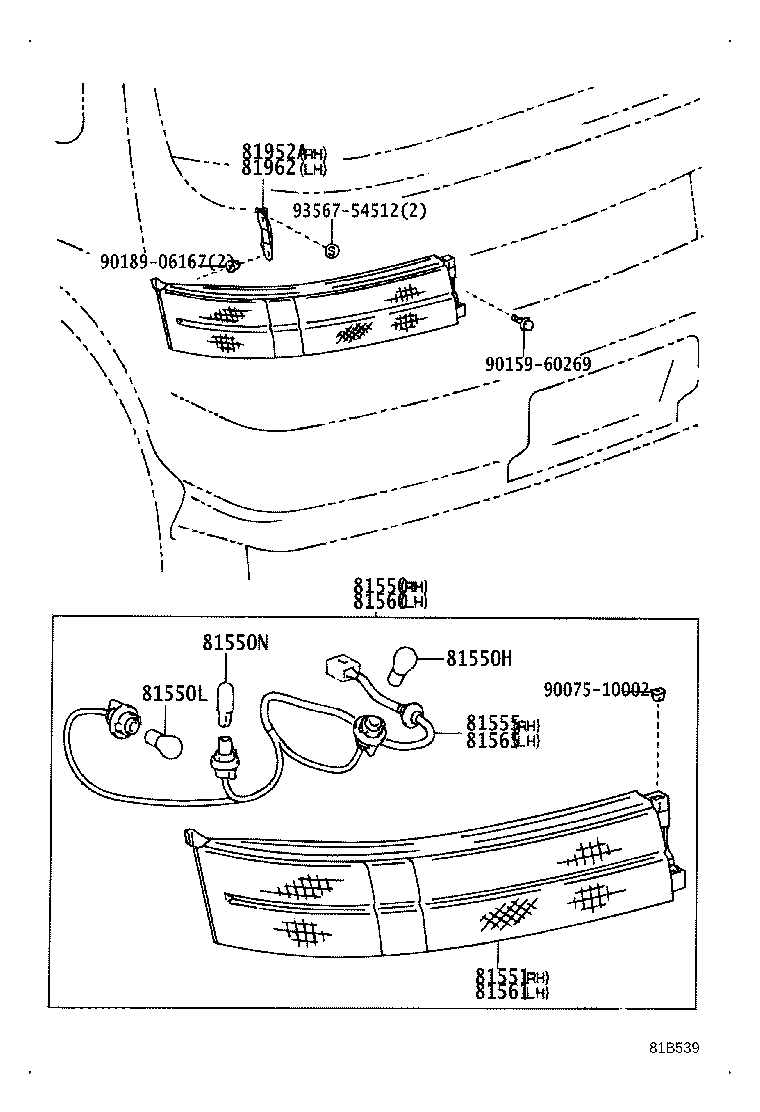 61663-16010 COVER, REAR LAMP, RH product image