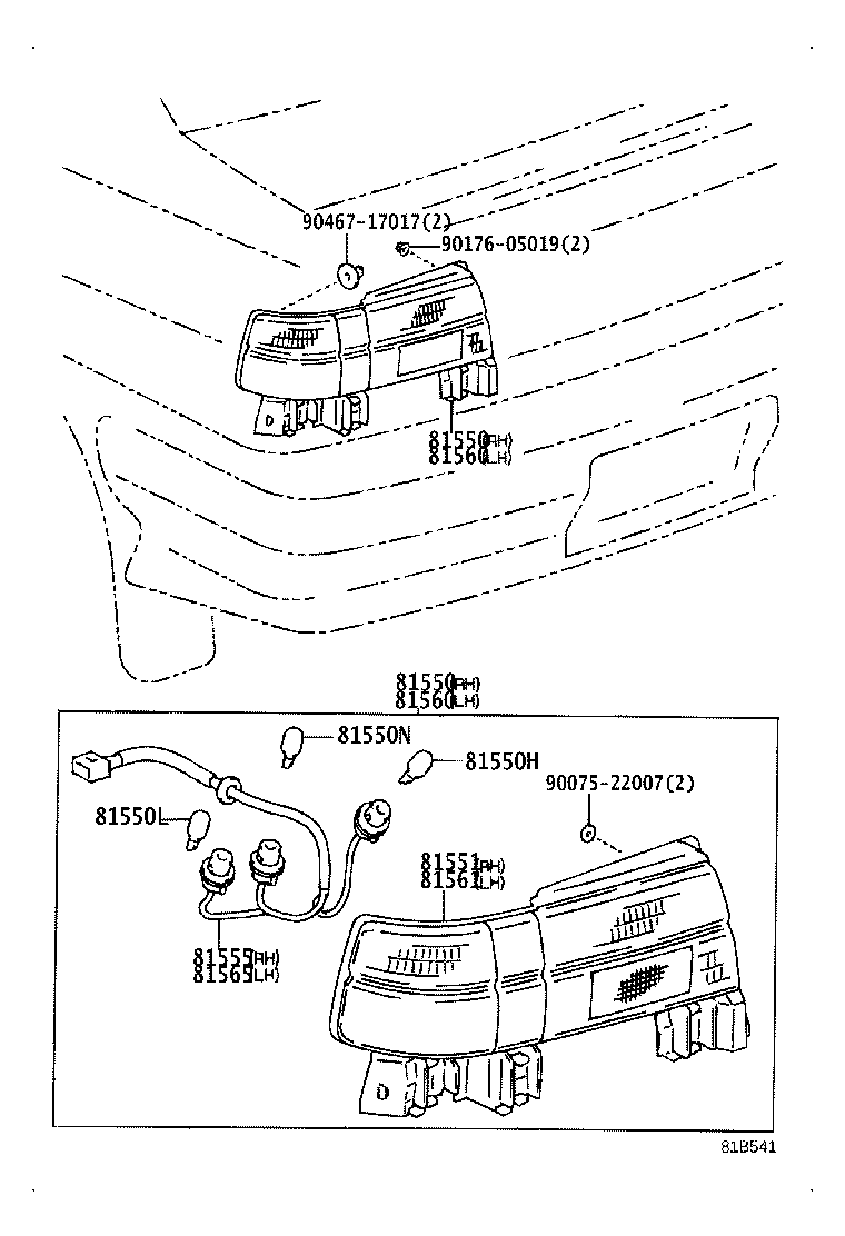 61663-16010 COVER, REAR LAMP, RH product image