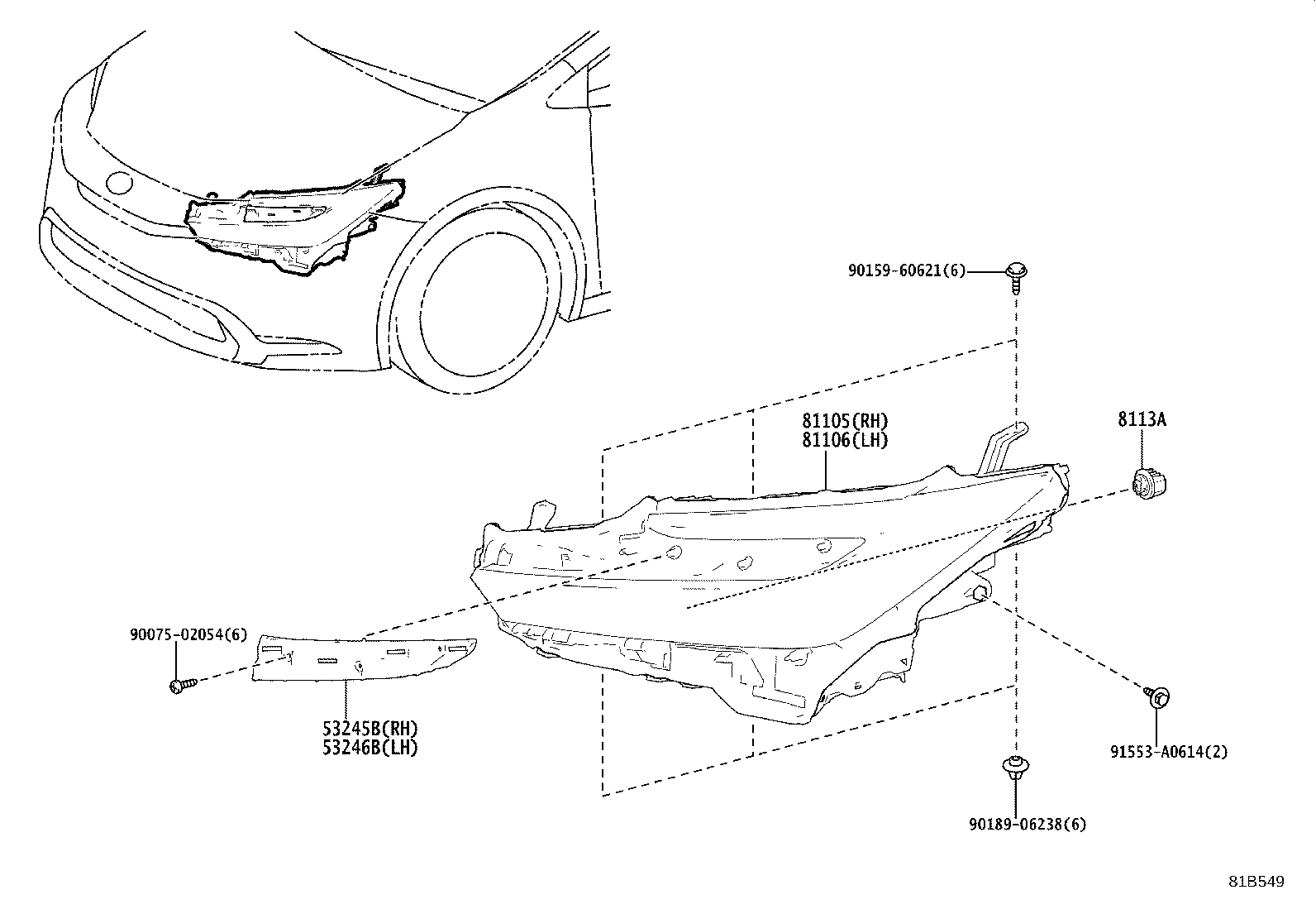 81070-47B00 HOUSING SUB-ASSY, HEADLAMP, LH product image