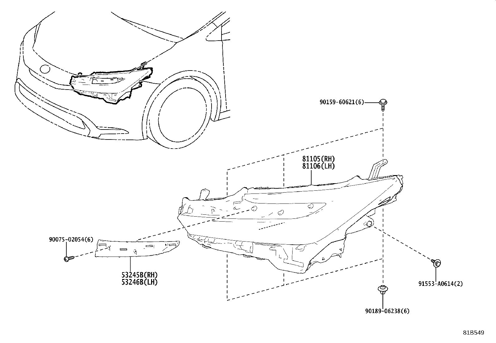 81070-47B00 HOUSING SUB-ASSY, HEADLAMP, LH product image