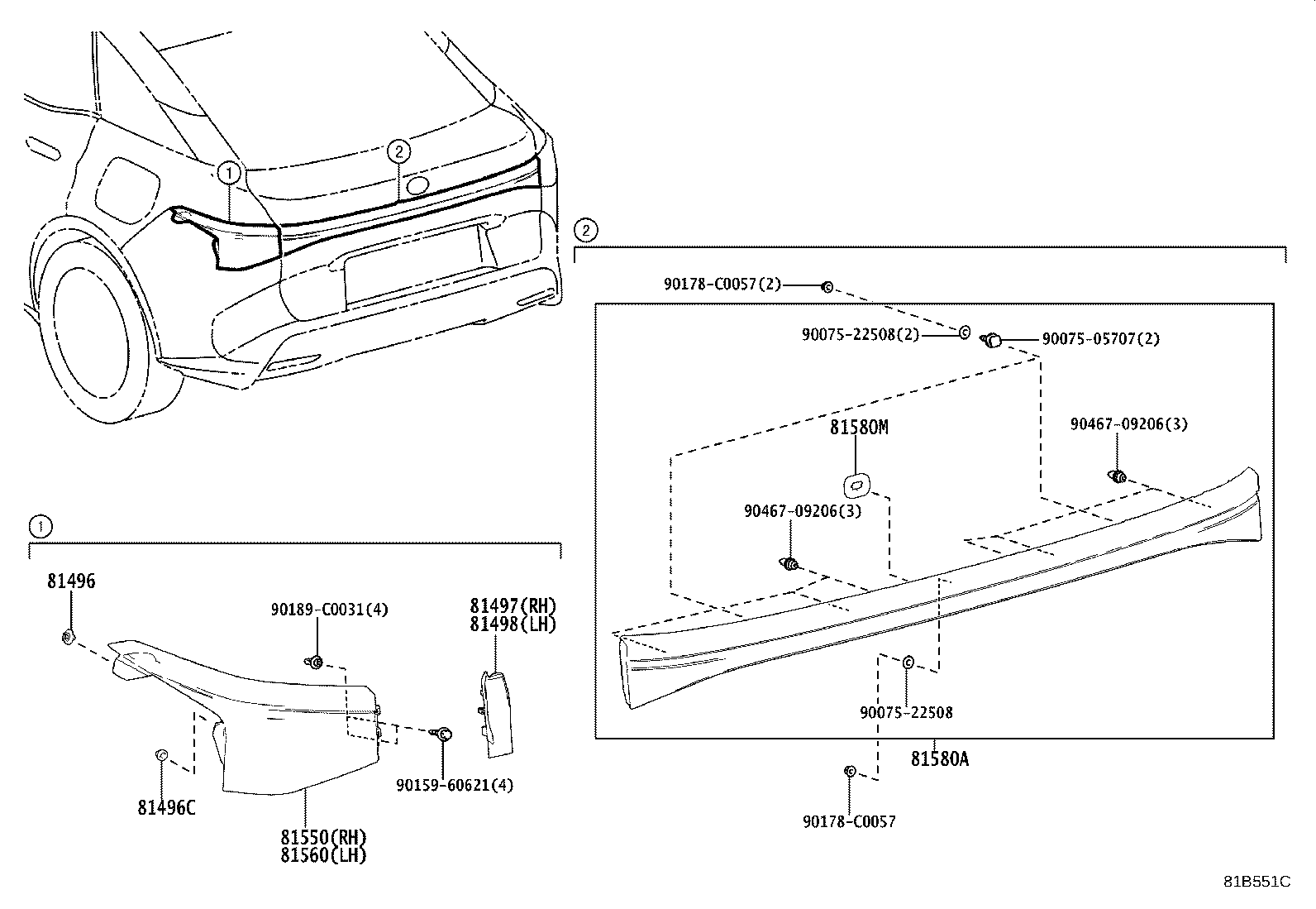 81550-03031 LAMP ASSY, REAR COMBINATION, RH product image