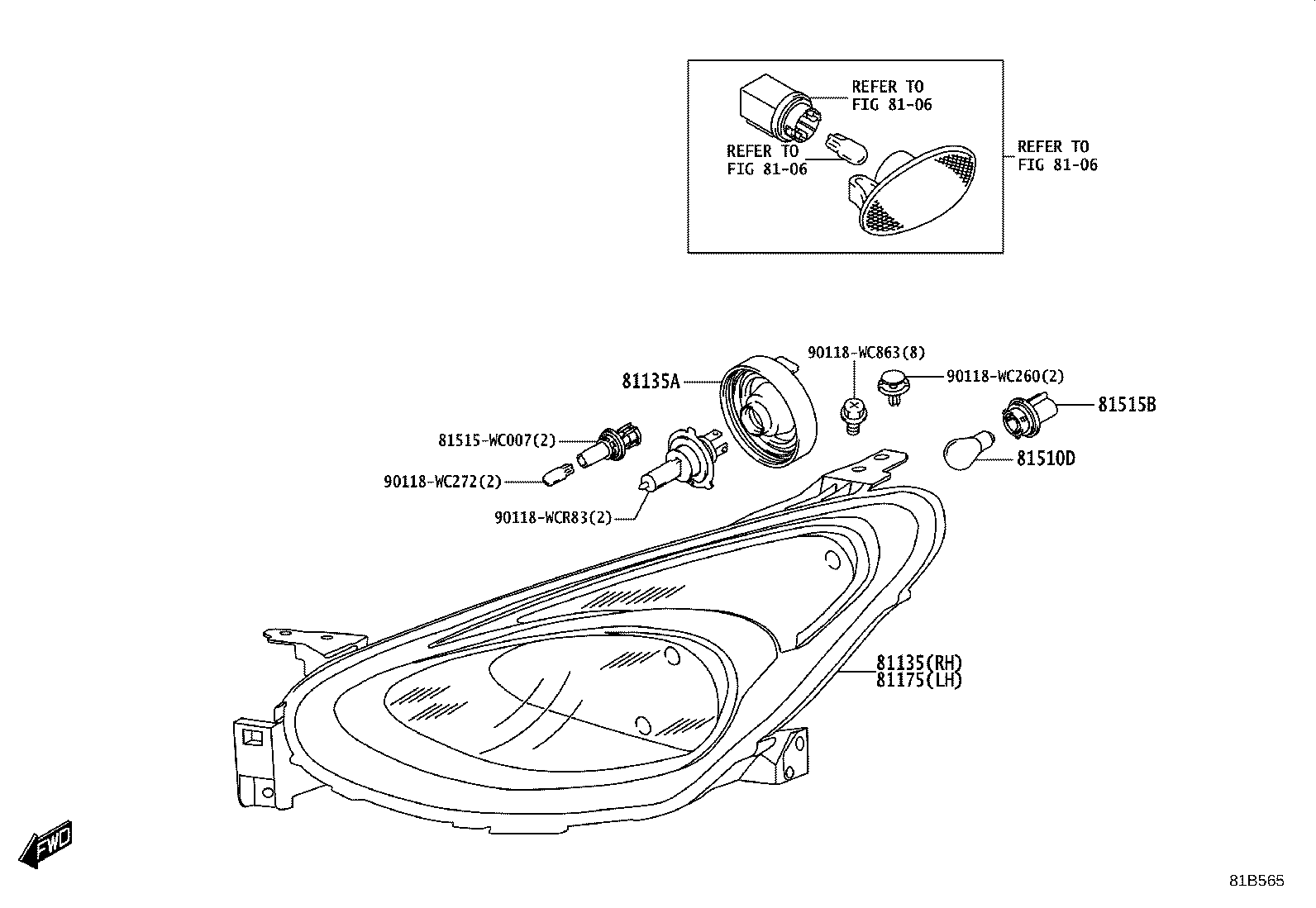 81130-WC021 UNIT ASSY, HEADLAMP, RH product image