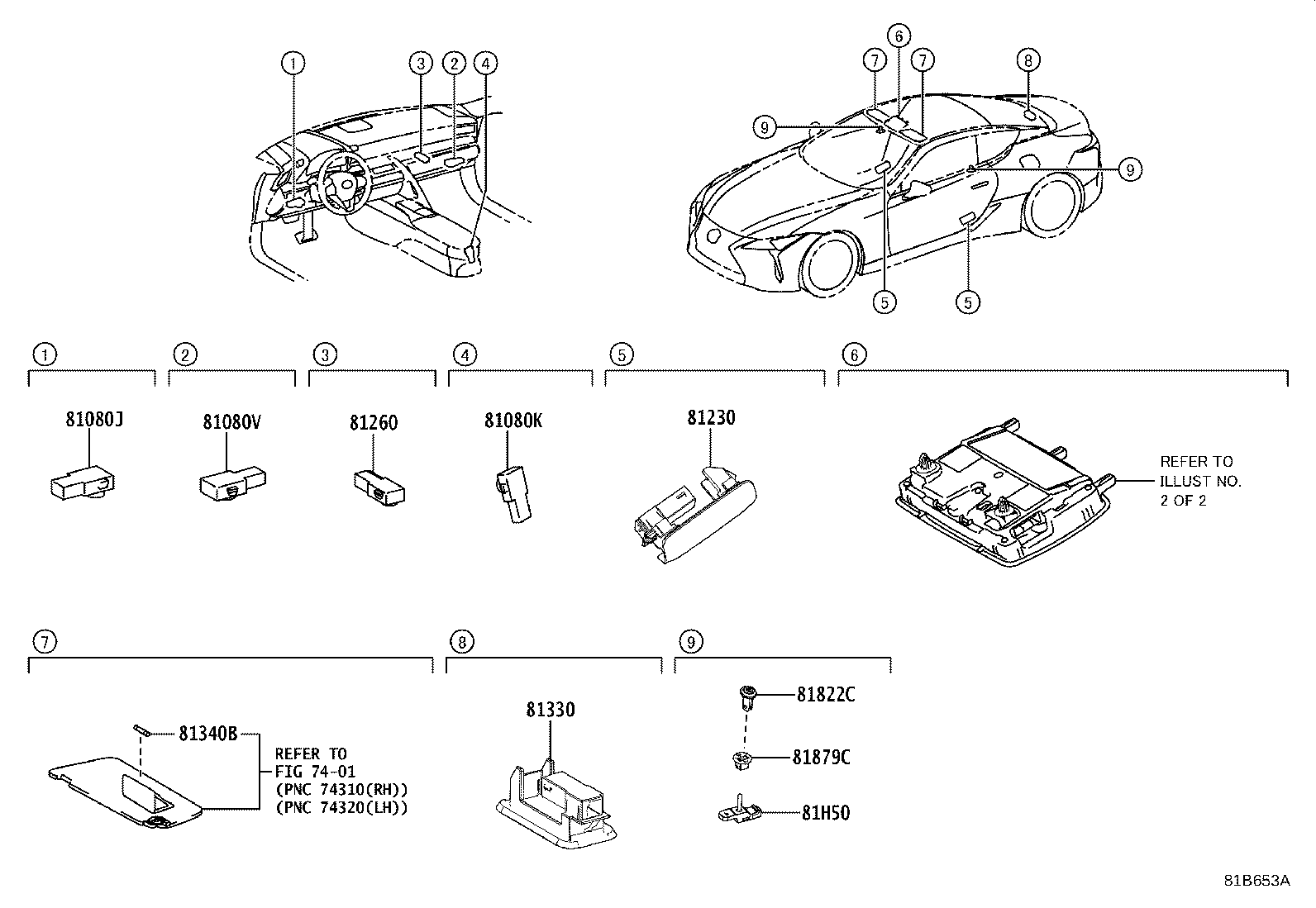 Toyota 81208-11081 LAMP ASSY, MAP