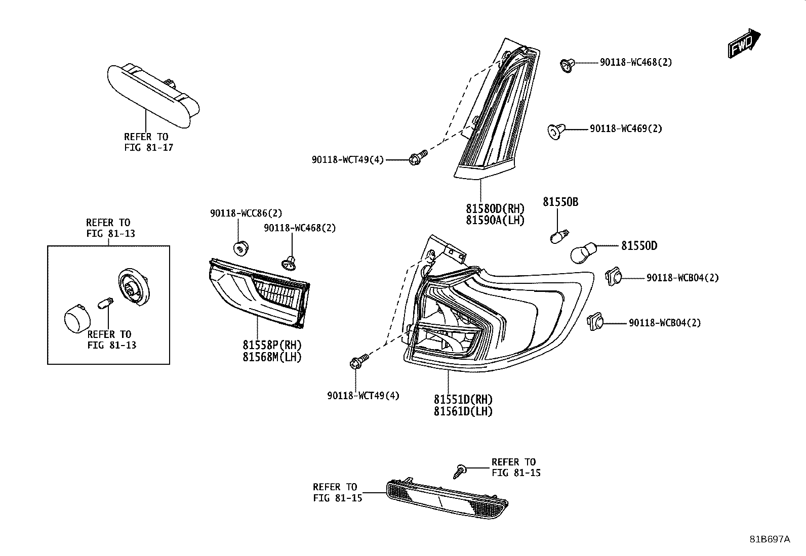 81551-WC006 LENS & BODY, REAR COMBINATION LAMP, RH product image