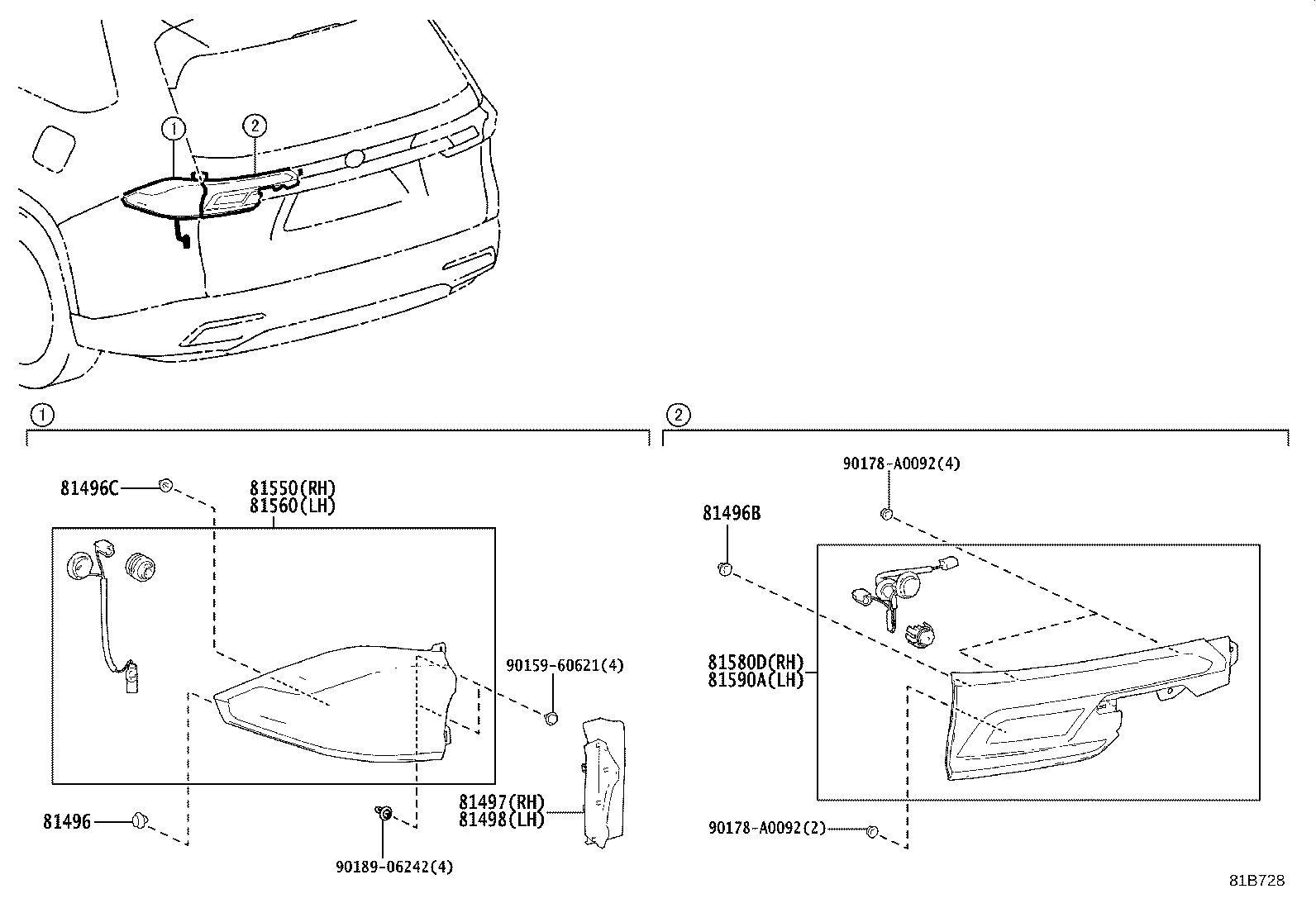 81580-0E271 LAMP ASSY, REAR, RH product image