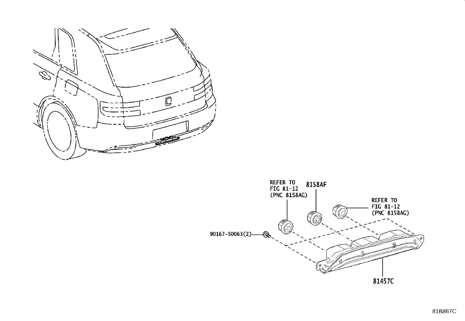 81457-40020 LENS & BODY, REAR FOG LAMP product image