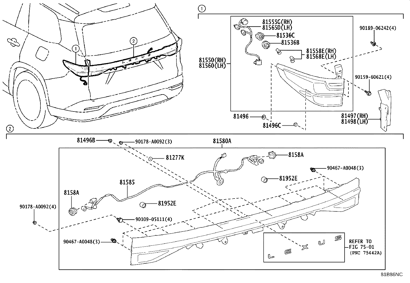 Toyota 81550-0E350 LAMP ASSY, REAR COMBINATION, RH