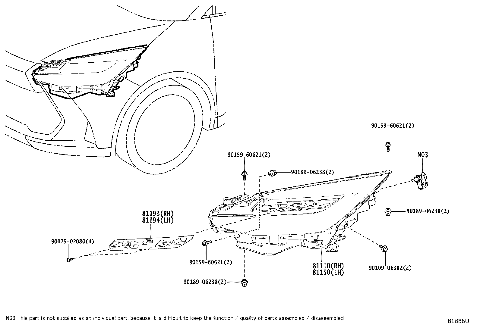 81185-F4510 HEADLAMP ASSY, LH product image