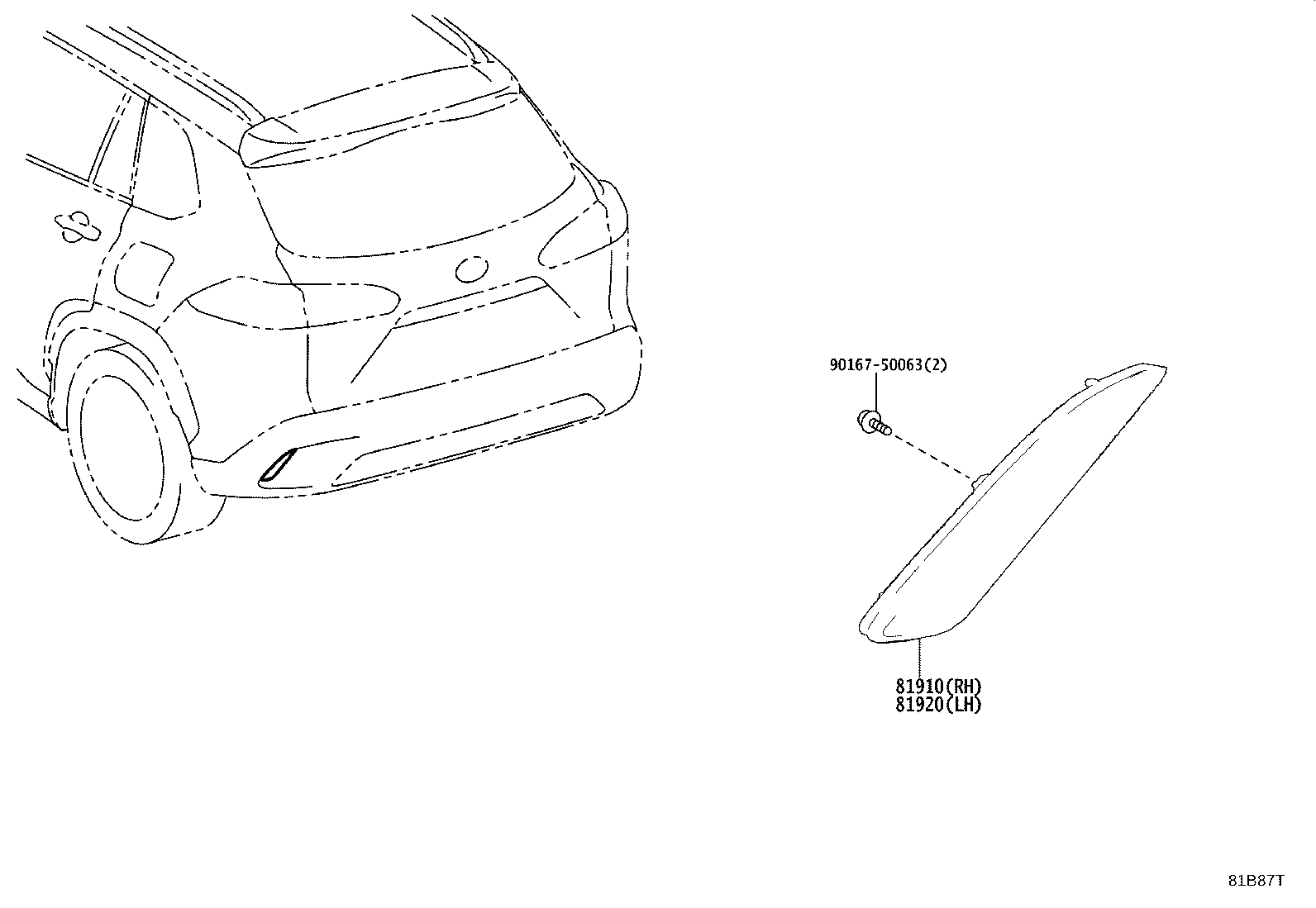 81910-0A010 REFLECTOR ASSY, REFLEX, RH product image