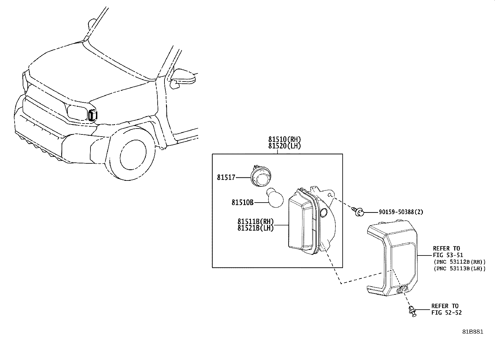 81511-0K080 LENS & BODY, FRONT TURN SIGNAL LAMP, RH product image
