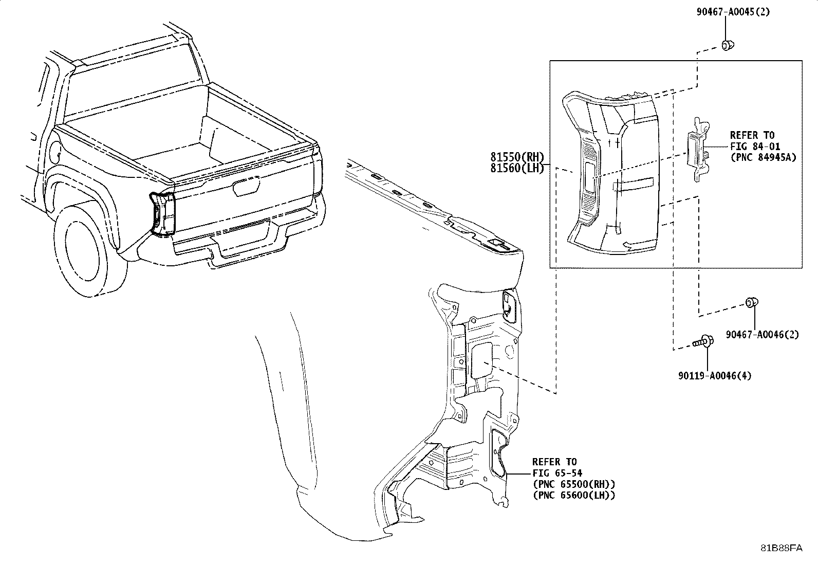 Toyota 81550-AK030 LAMP ASSY, REAR COMBINATION, RH