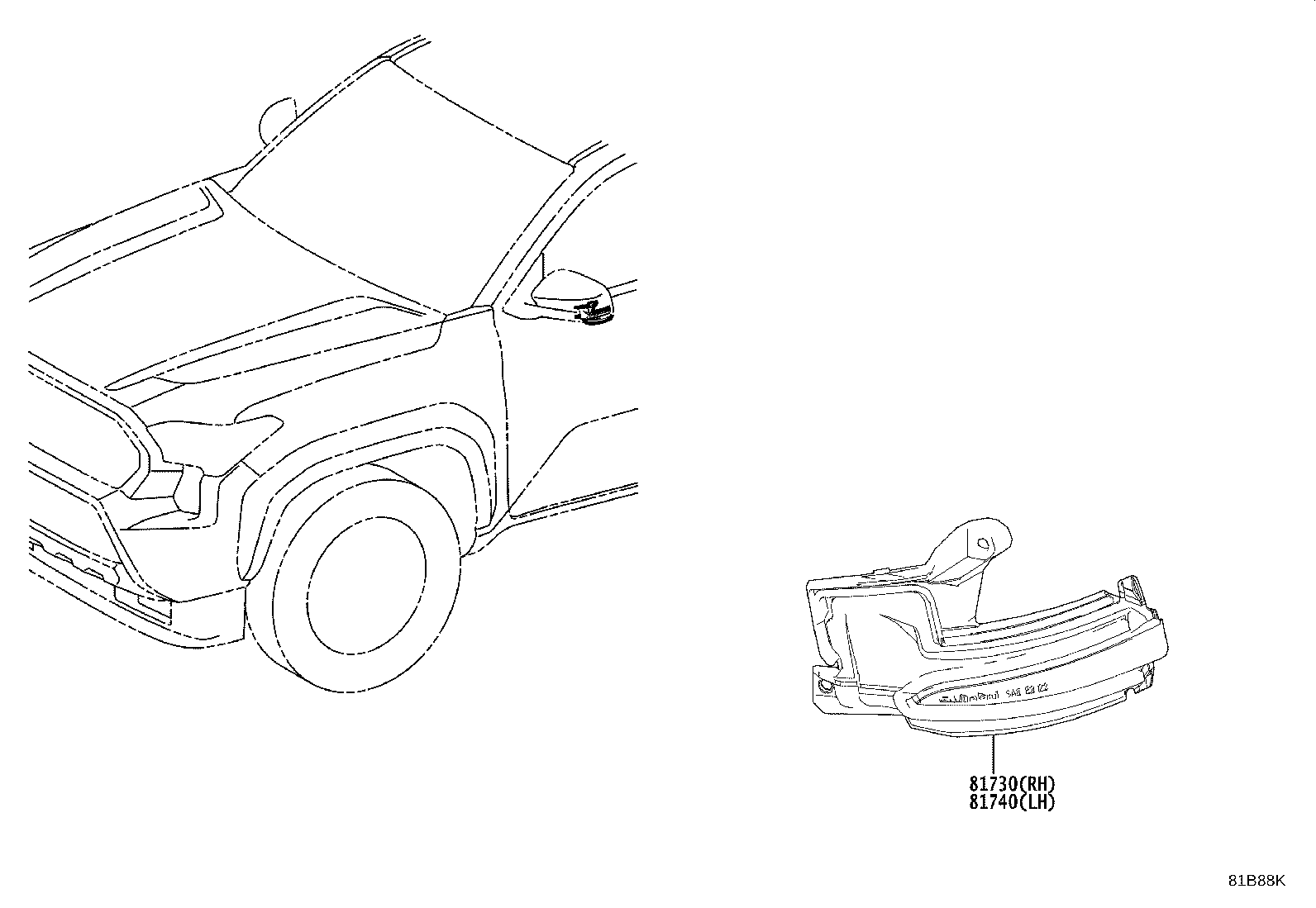 81730-AK010 LAMP ASSY, SIDE TURN SIGNAL, RH product image
