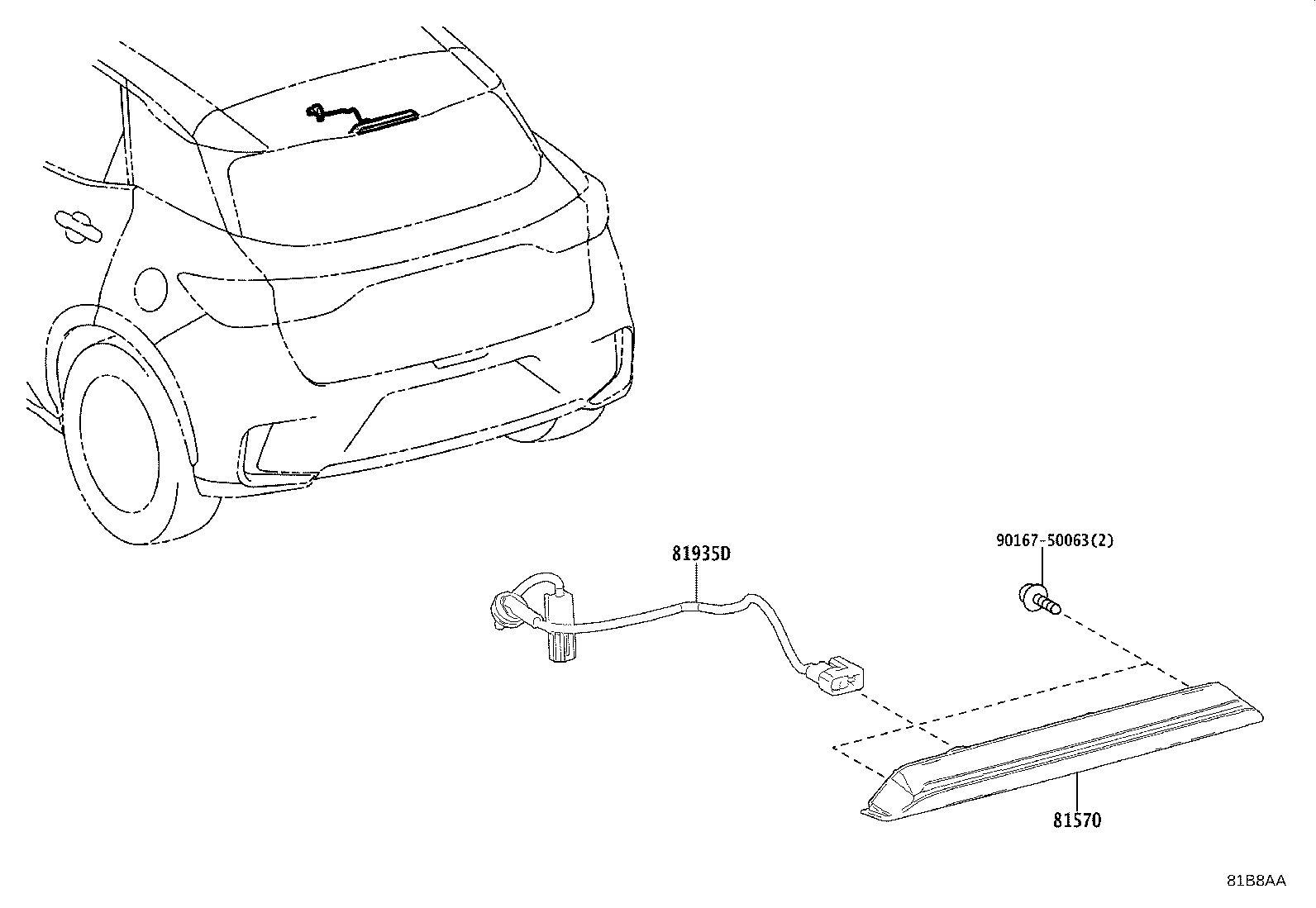 81935-52080 CORD ASSY, CENTER STOP LAMP product image