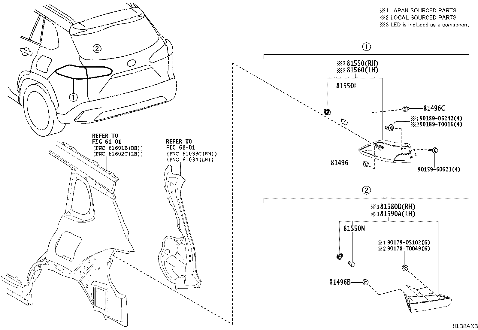 81550-YY030 LAMP ASSY, REAR COMBINATION, RH product image